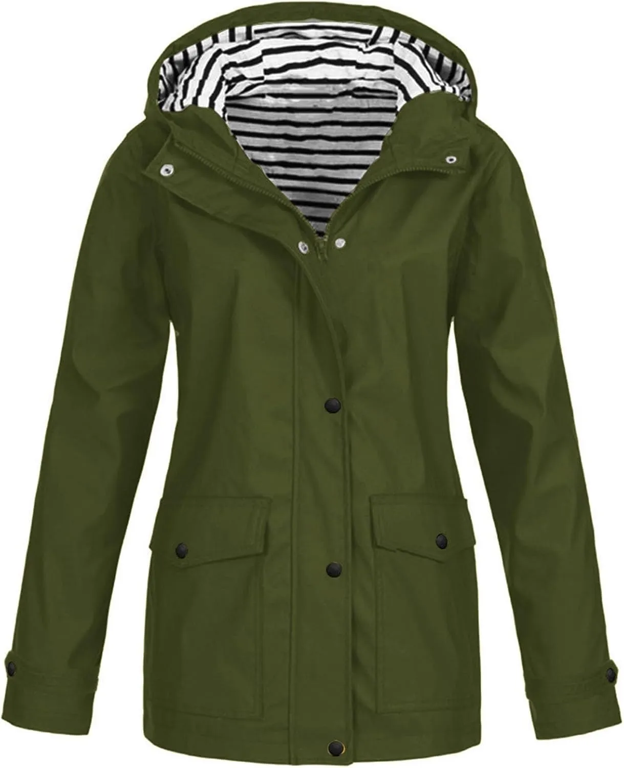 Women Plus Size Raincoat Lightweight Waterproof Windproof Jackets Outdoor Hiking Windbreaker with Hooded