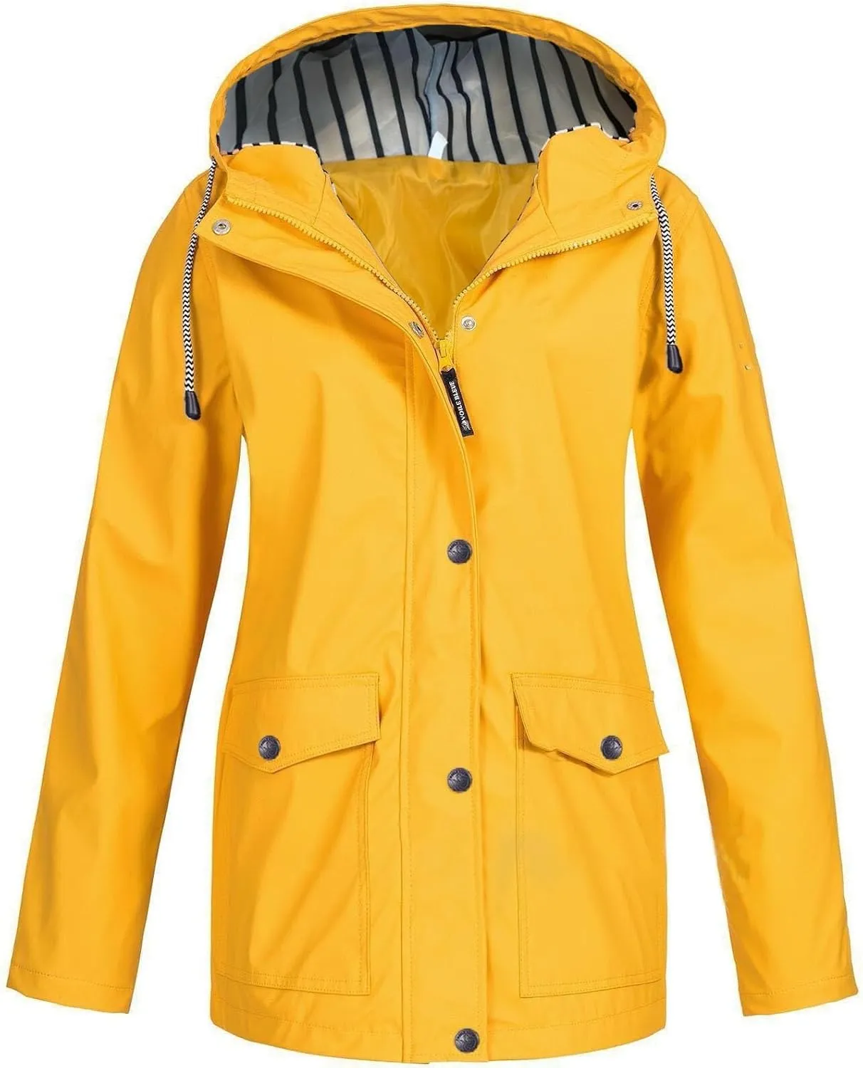 Women Rain Jacket Solid Outdoor Jackets Windbreaker Plus Size Hooded Raincoat Fall Winter Windproof Coats