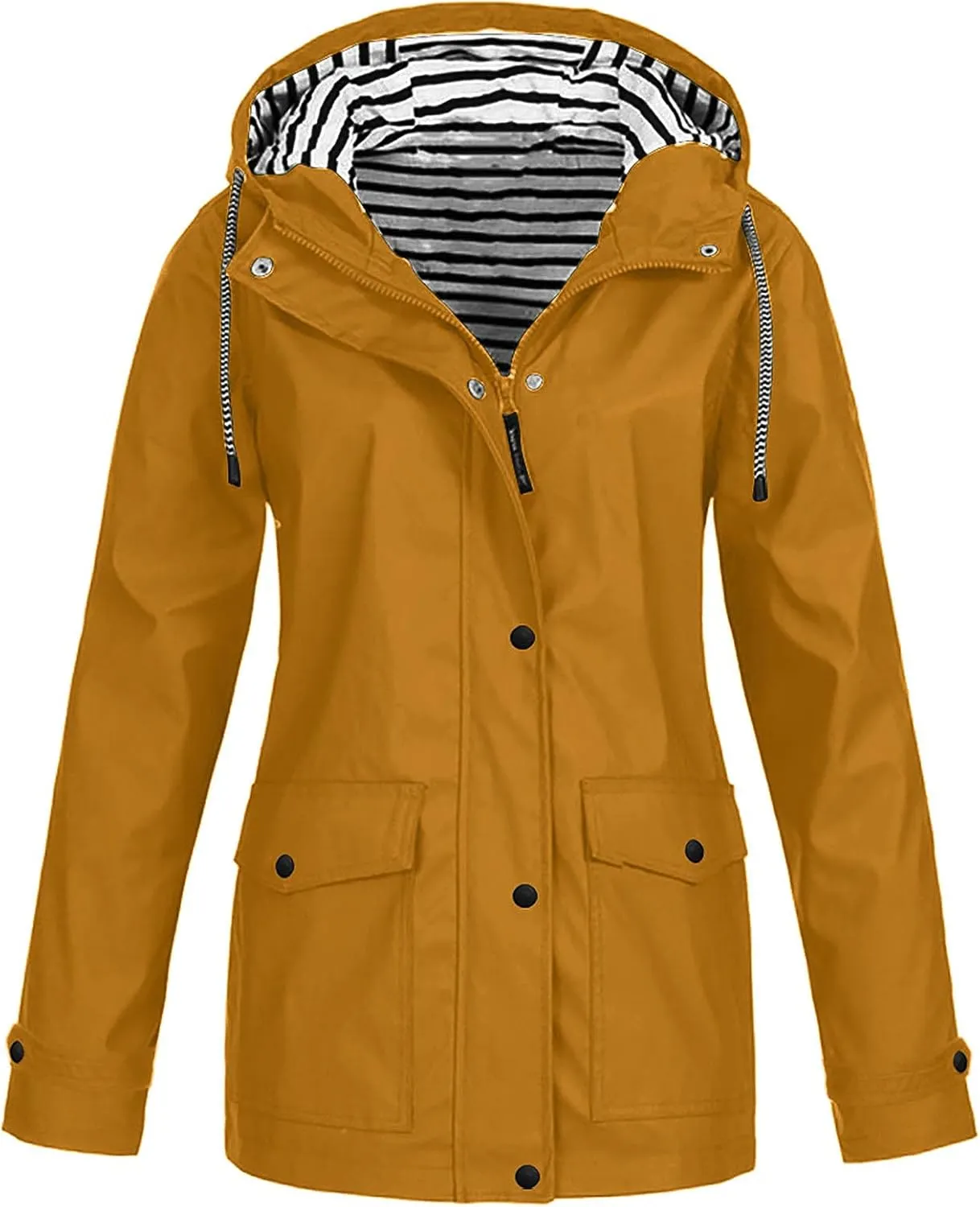 Women Rain Jacket Solid Outdoor Jackets Windbreaker Plus Size Hooded Raincoat Fall Winter Windproof Coats