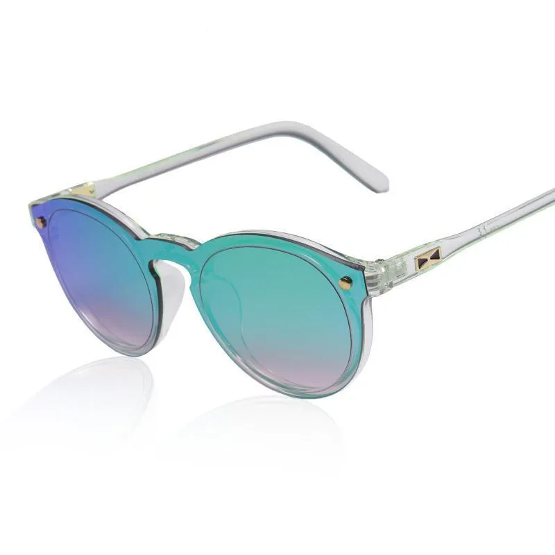 Women Sunglasses Oval Fashion Female Men Retro Reflective Mirror