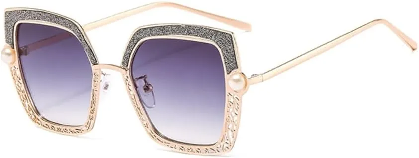 Women Sunglasses Pearl Hollow Shades Uv400 Vintage Cat Eye Glasses
