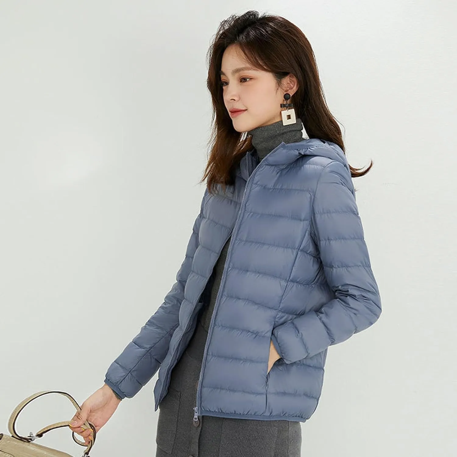 Women Warm Lightweight Hooded Windproof Winter Coat With Recycled Insulation Winter Slim Short Winter Ladies