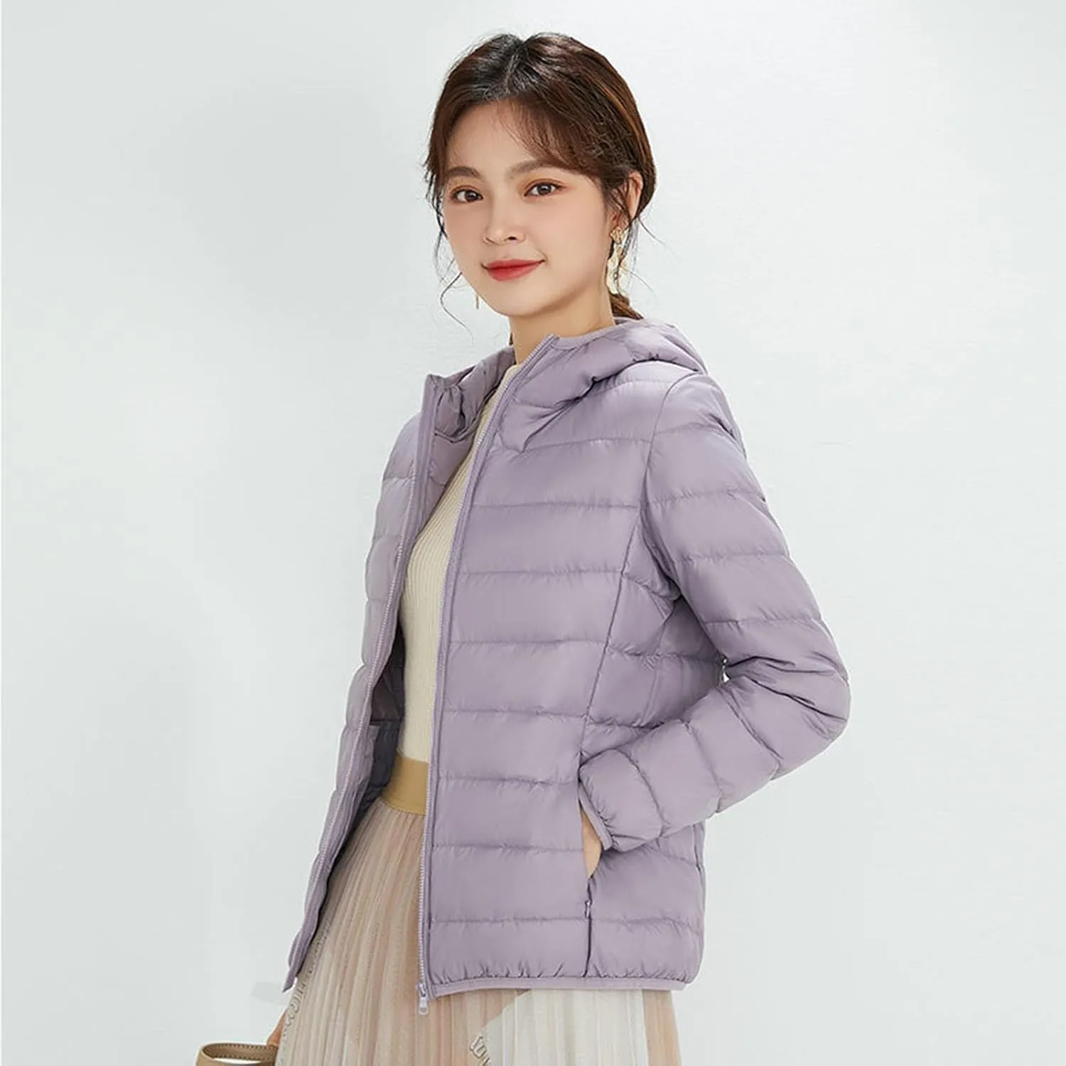 Women Warm Lightweight Hooded Windproof Winter Coat With Recycled Insulation Winter Slim Short Winter Ladies