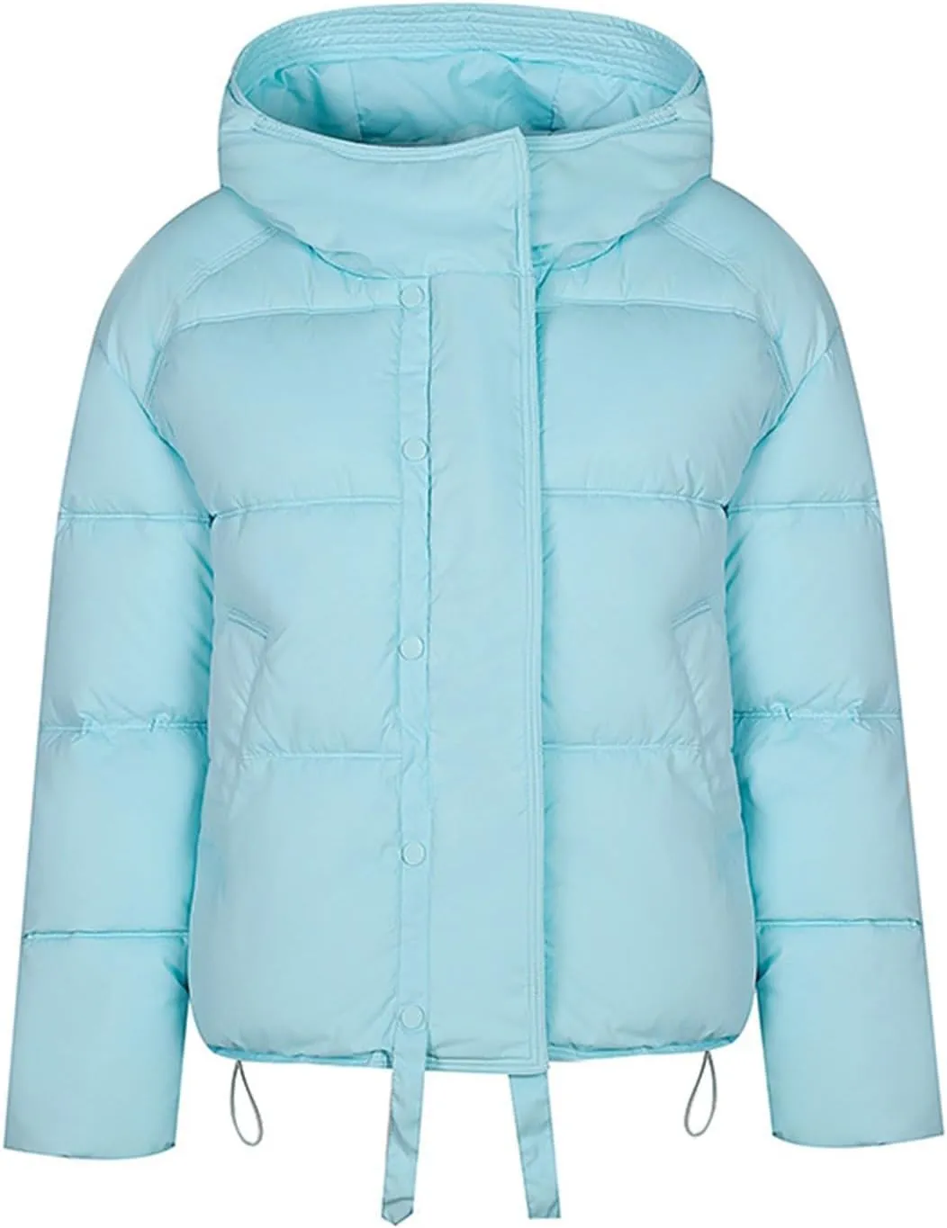 Women's 2024 Winter Solid Color Button Zipper Thicken Down Jackets Coat Outerwear with Faux Fur Removable Hood