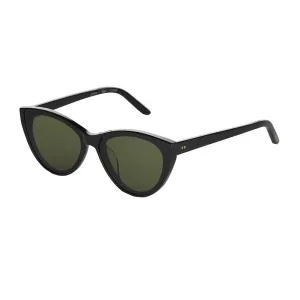 Womens Black Frame Green Lens Cat Eye Sunglasses - 10012320