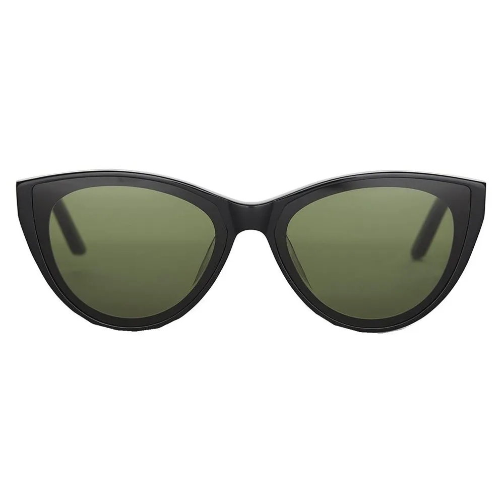 Womens Black Frame Green Lens Cat Eye Sunglasses - 10012320