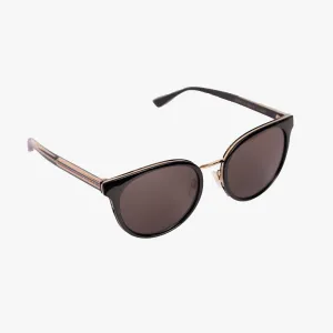 Womens Black Round Acetate Sunglasses