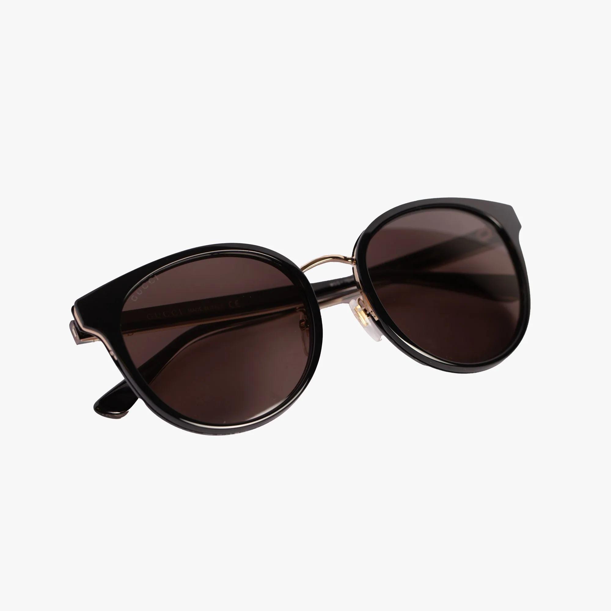 Womens Black Round Acetate Sunglasses