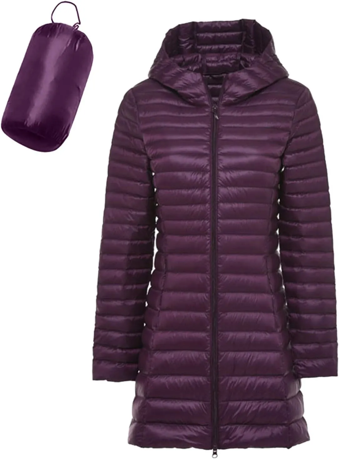 Women's Down Jacket Winter Lightweight Long Puffer Coats Packable Warm Windproof Ladies Parka Padded Hooded Coat