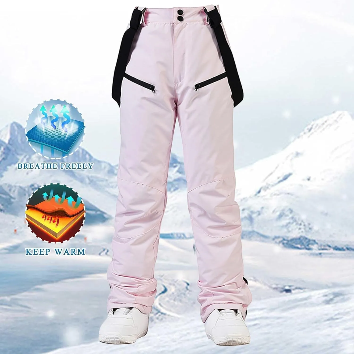Women's Fleece Lined Joggers Pants Water Resistant Winter Hiking Sweatpants Warm Thermal with Pockets Fleece Joggers