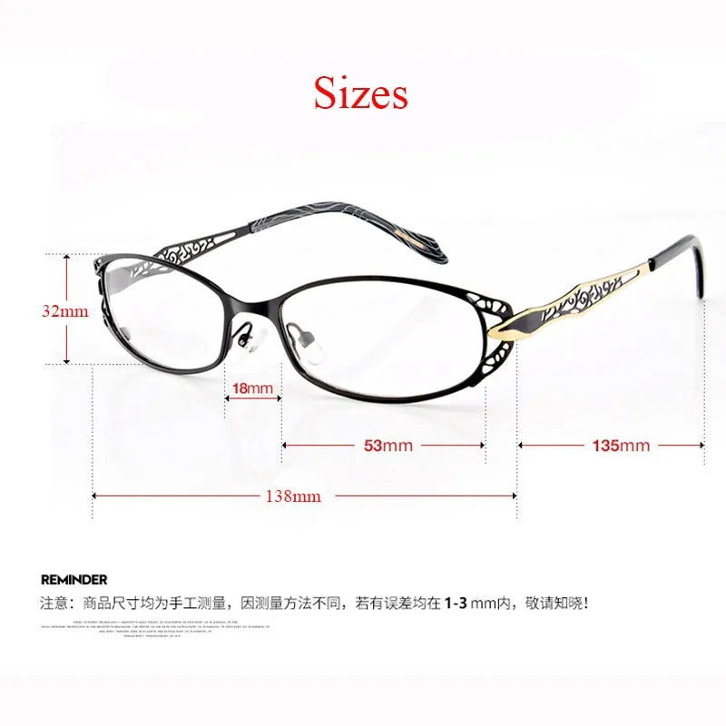 Women's Hollow Out Alloy Flowered Full Rim Eyeglasses 99003