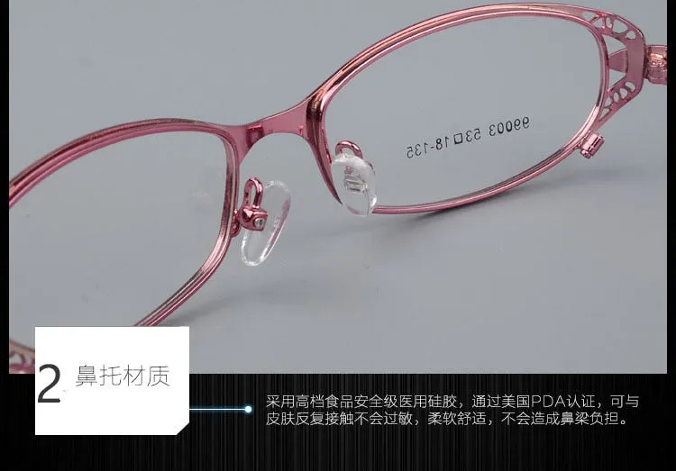 Women's Hollow Out Alloy Flowered Full Rim Eyeglasses 99003