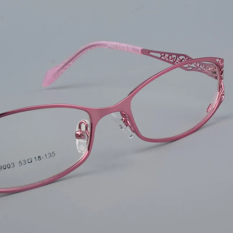 Women's Hollow Out Alloy Flowered Full Rim Eyeglasses 99003