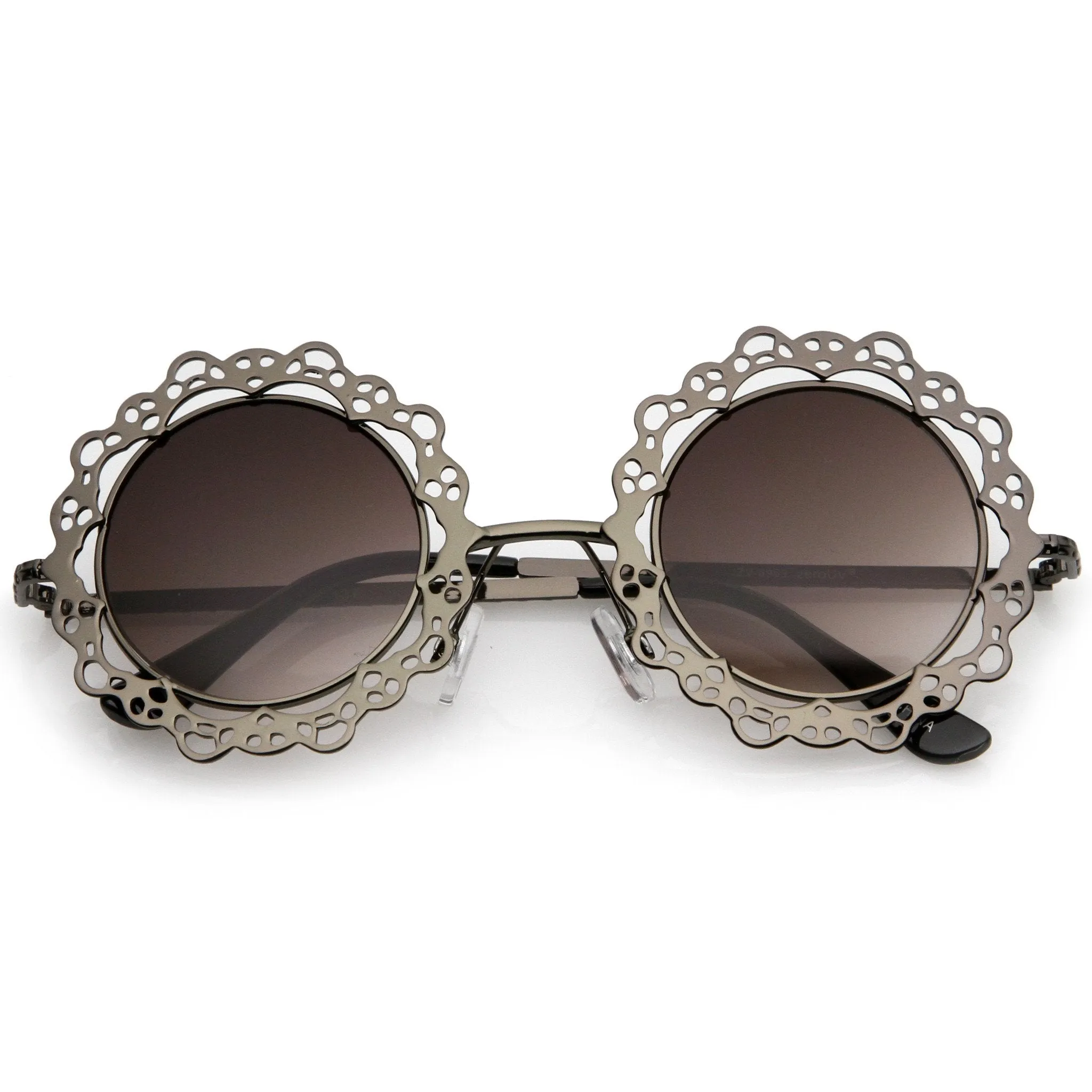 Women's Indie Round Laser Cut Lace Pattern Sunglasses C098