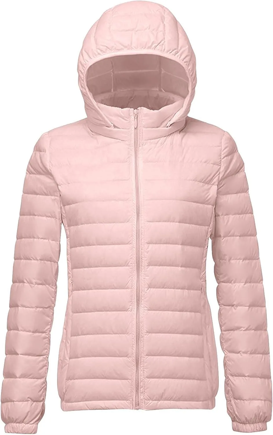 Womens Lightweight Puffer Jacket Packable Quilted Puffy Down Coats Winter Warm Jackets Outwear with Detachable Hood
