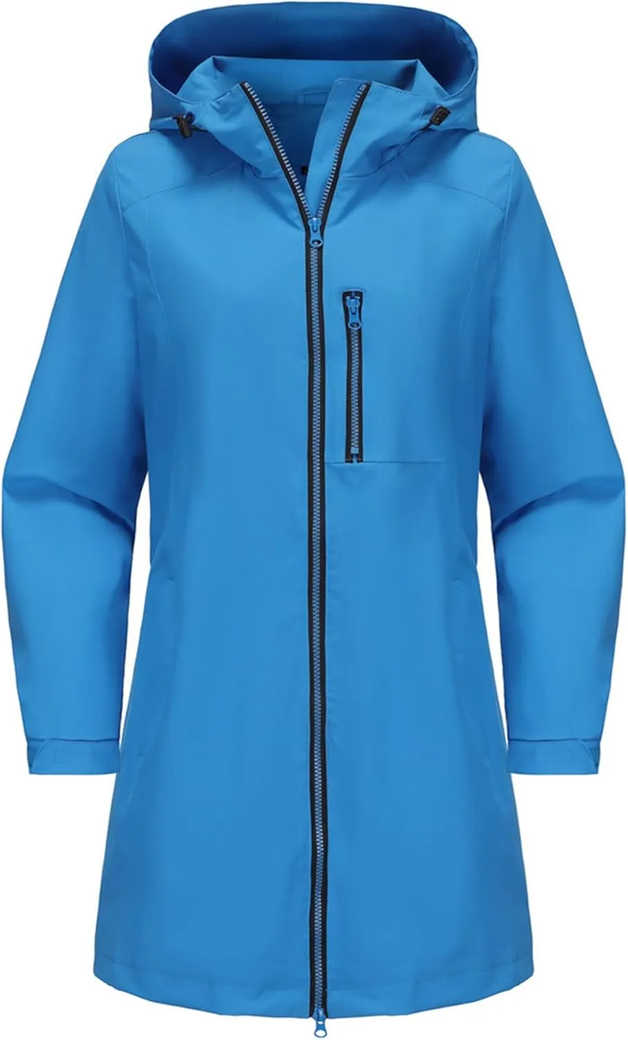 Women's Lightweight Waterproof Raincoat Full Zipper Trech Coat Hooded Windbreaker Outdoor Jackets