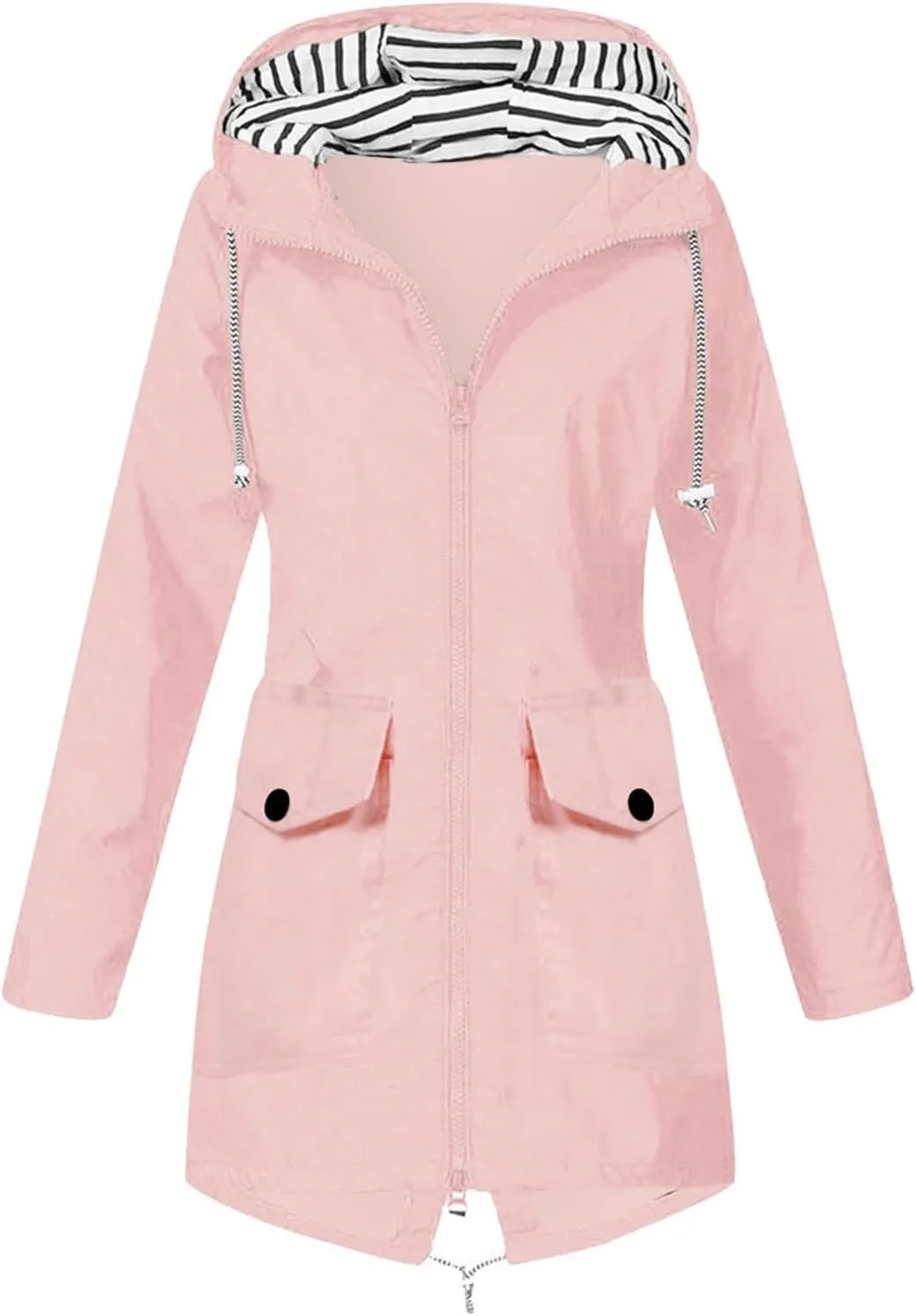 Women's Long Hooded Rain Jacket Outdoor Hiking Raincoat Raincoat Windbreaker Lightweight Hooded Jackets Trench Coats