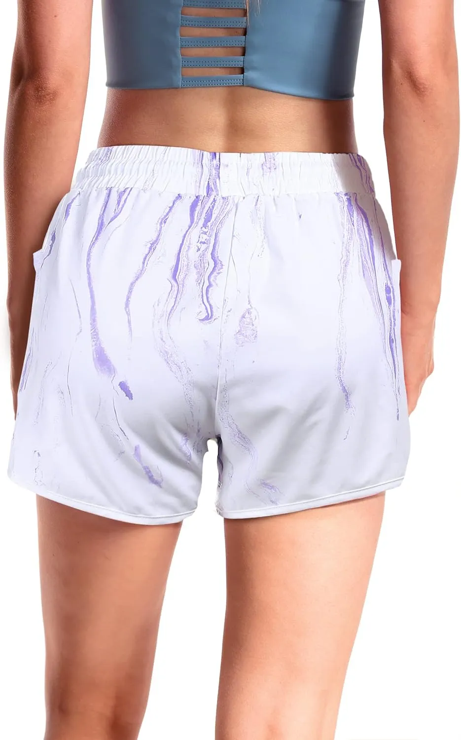 Women's Mesh Run 2-in-1 Shorts Quick-Dry Athletic Workout Gym Yoga Shorts with Liner and Side Pockets