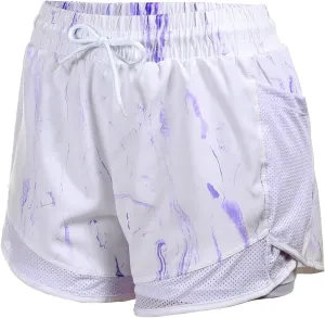 Women's Mesh Run 2-in-1 Shorts Quick-Dry Athletic Workout Gym Yoga Shorts with Liner and Side Pockets