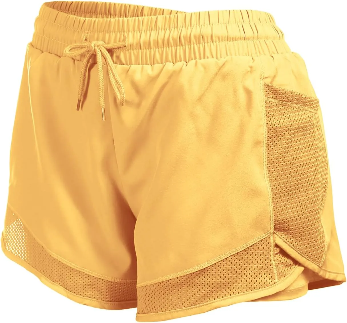 Women's Mesh Run 2-in-1 Shorts Quick-Dry Athletic Workout Gym Yoga Shorts with Liner and Side Pockets