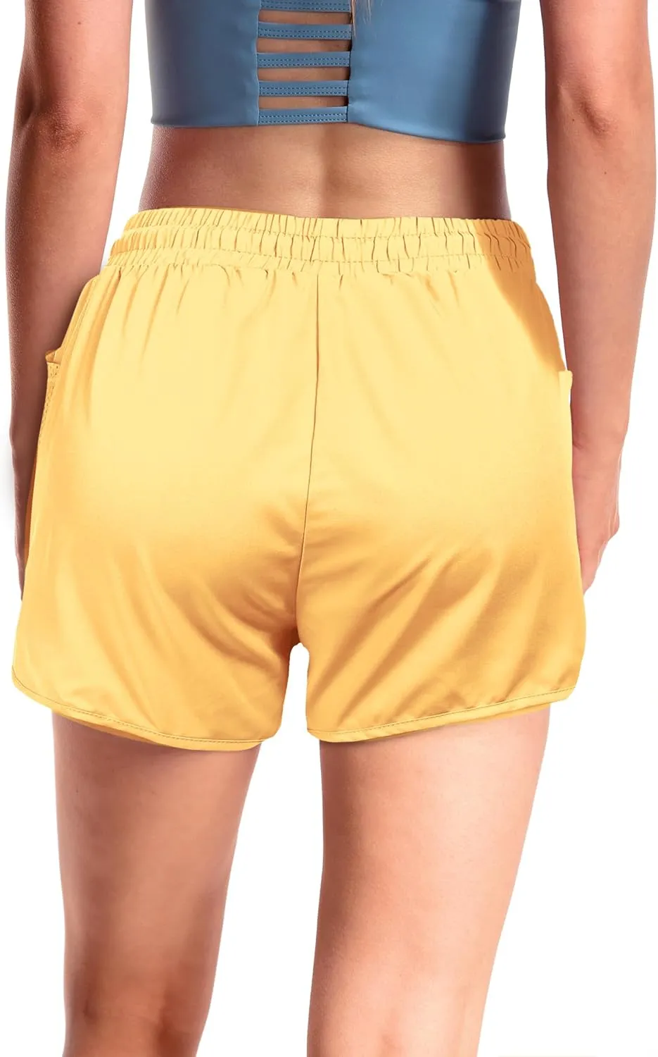 Women's Mesh Run 2-in-1 Shorts Quick-Dry Athletic Workout Gym Yoga Shorts with Liner and Side Pockets