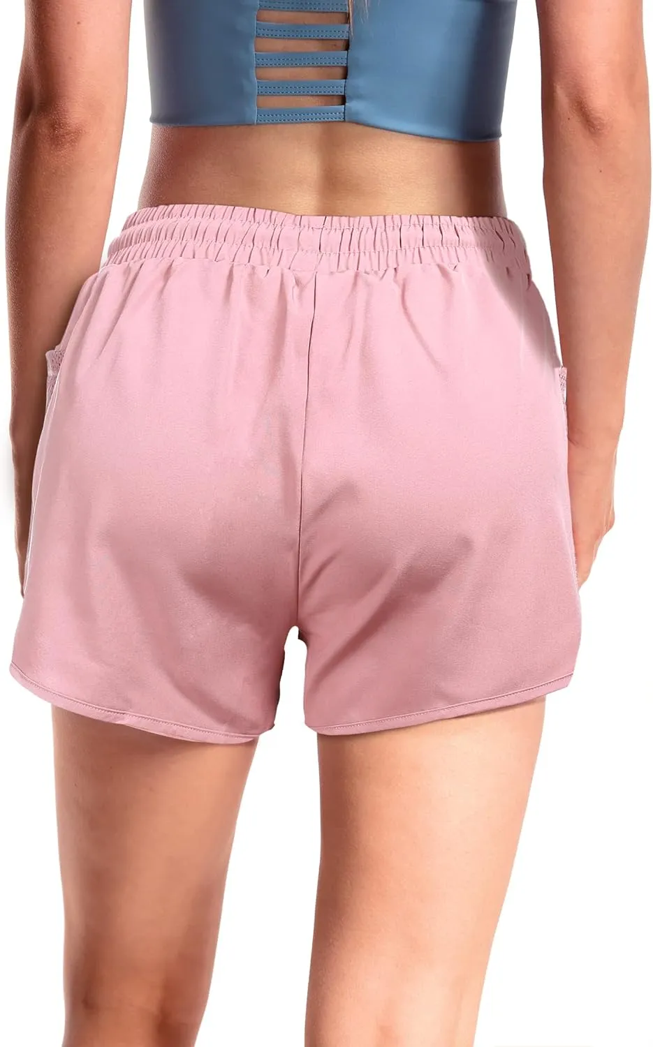 Women's Mesh Run 2-in-1 Shorts Quick-Dry Athletic Workout Gym Yoga Shorts with Liner and Side Pockets