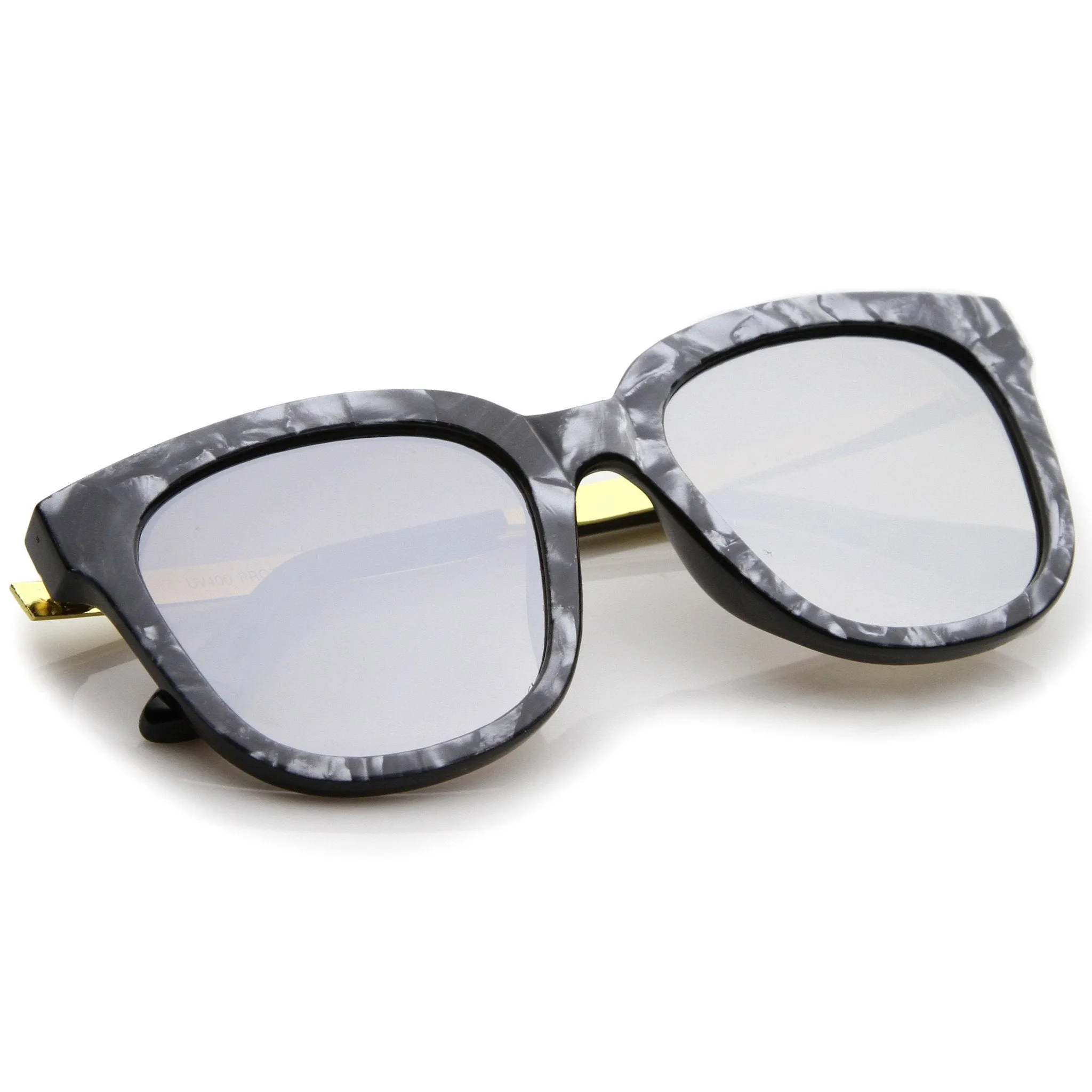 Women's Modern Marble Flat Mirror Lens Sunglasses A645