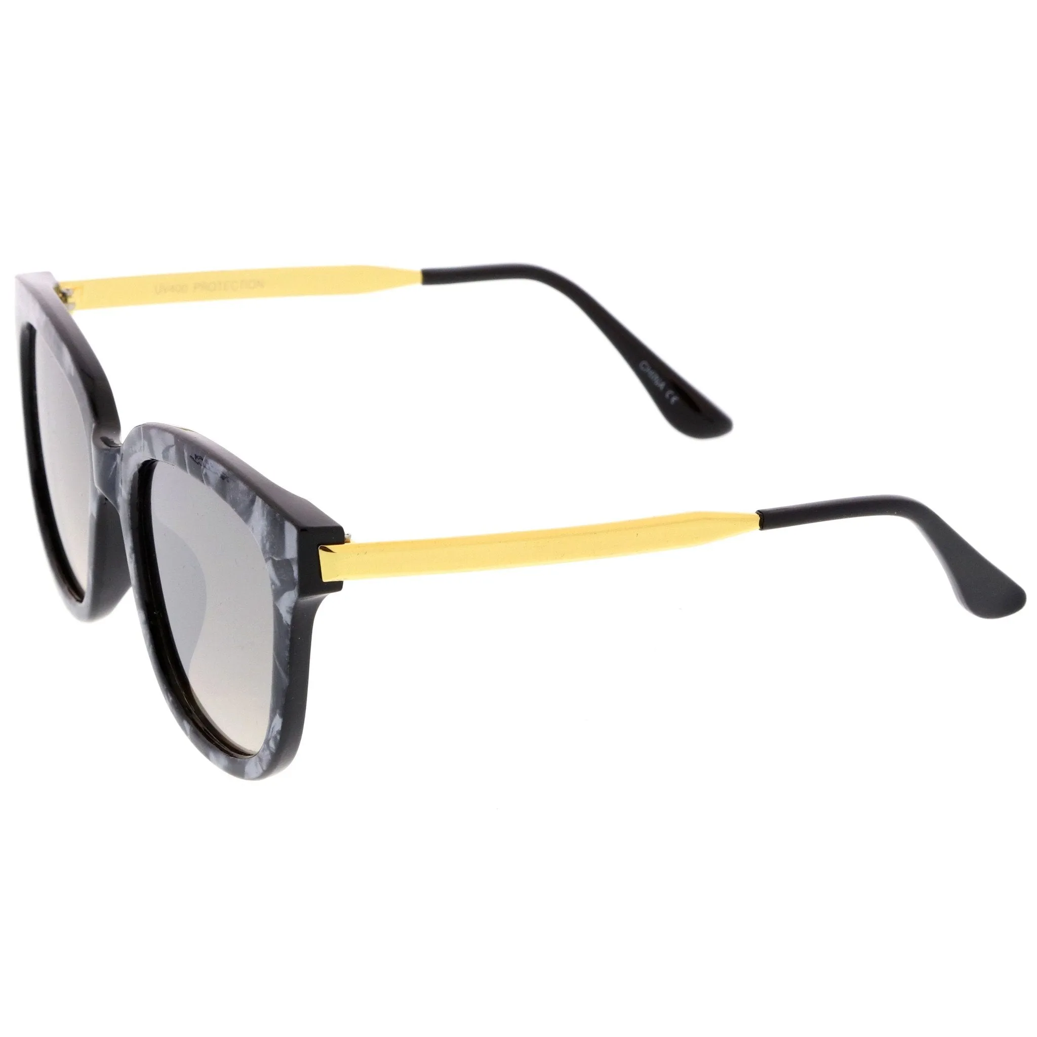 Women's Modern Marble Flat Mirror Lens Sunglasses A645