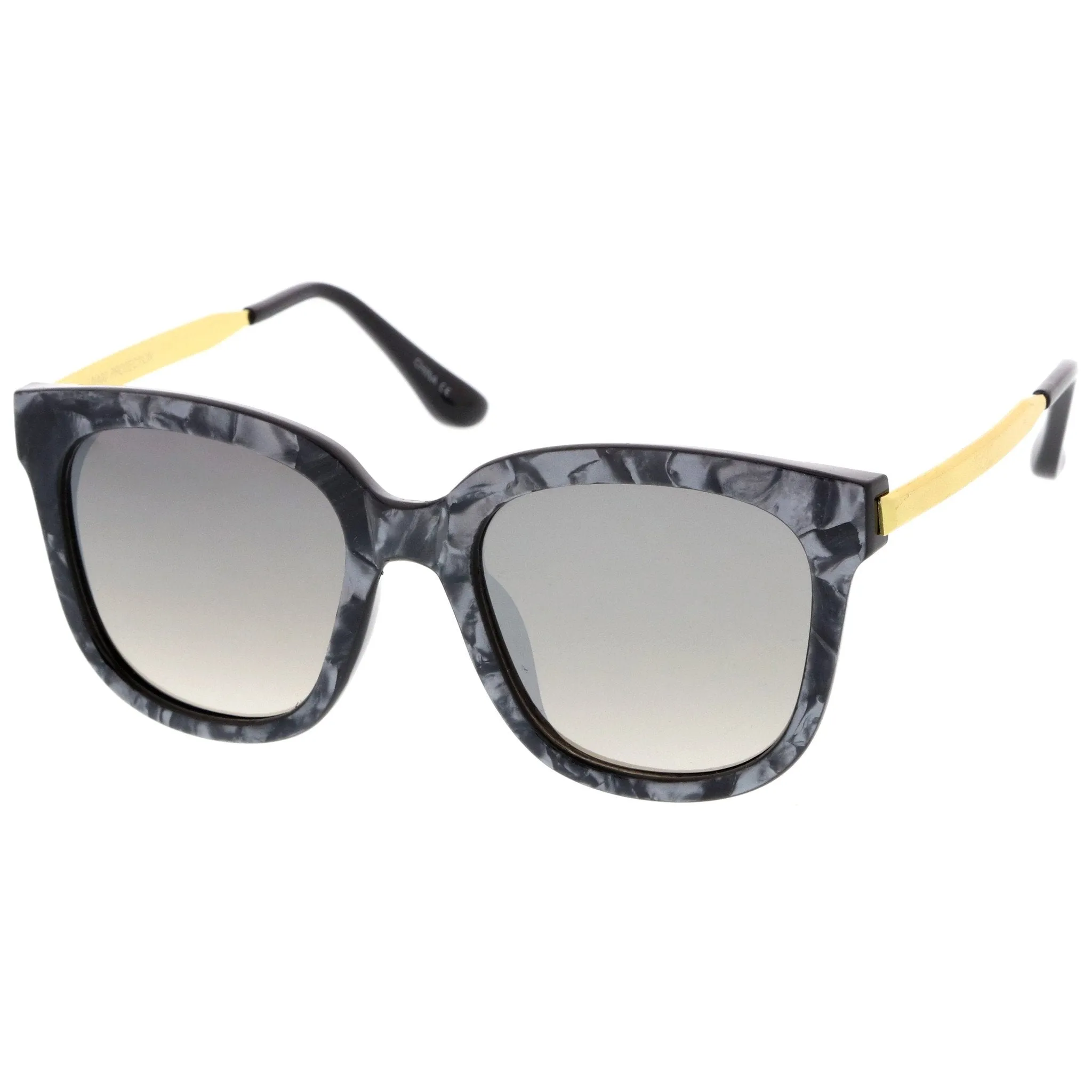 Women's Modern Marble Flat Mirror Lens Sunglasses A645