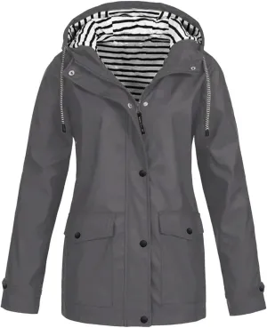 Womens Outdoor Jackets Warm Winter Snow Coat Hooded Raincoat Ski Jackets Solid Color Stripe Windproof Coat