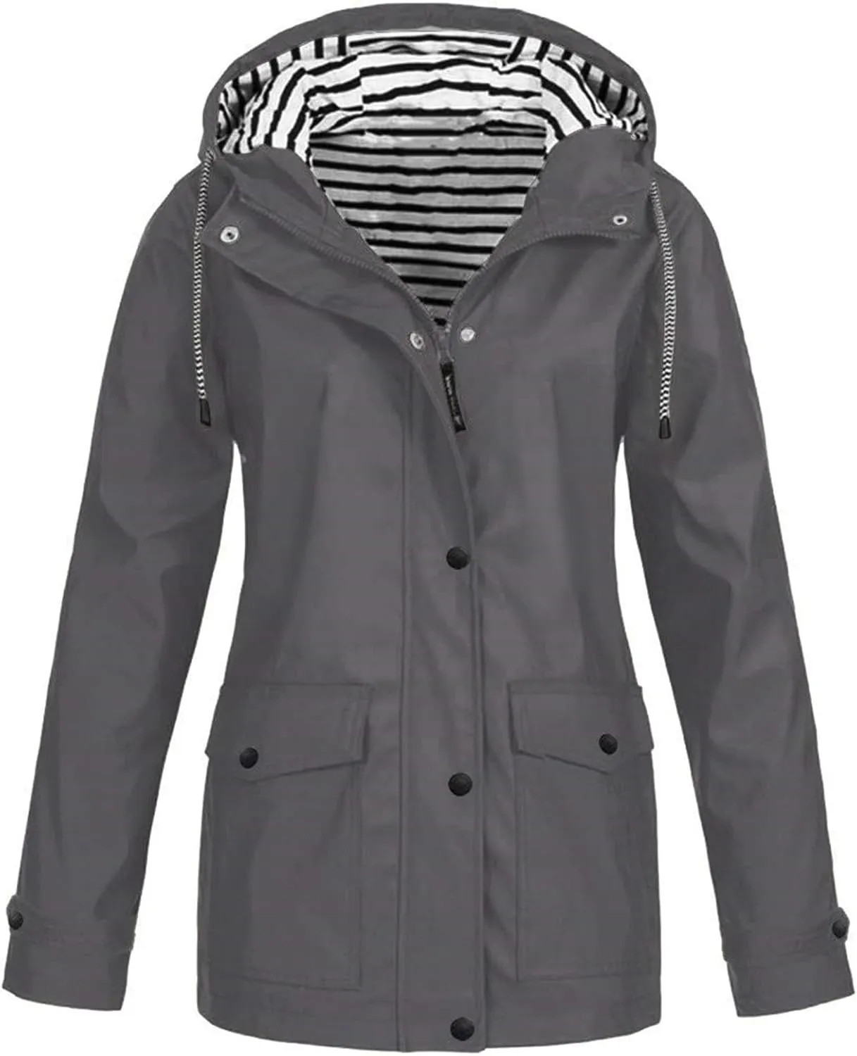 Womens Outdoor Jackets Warm Winter Snow Coat Hooded Raincoat Ski Jackets Solid Color Stripe Windproof Coat