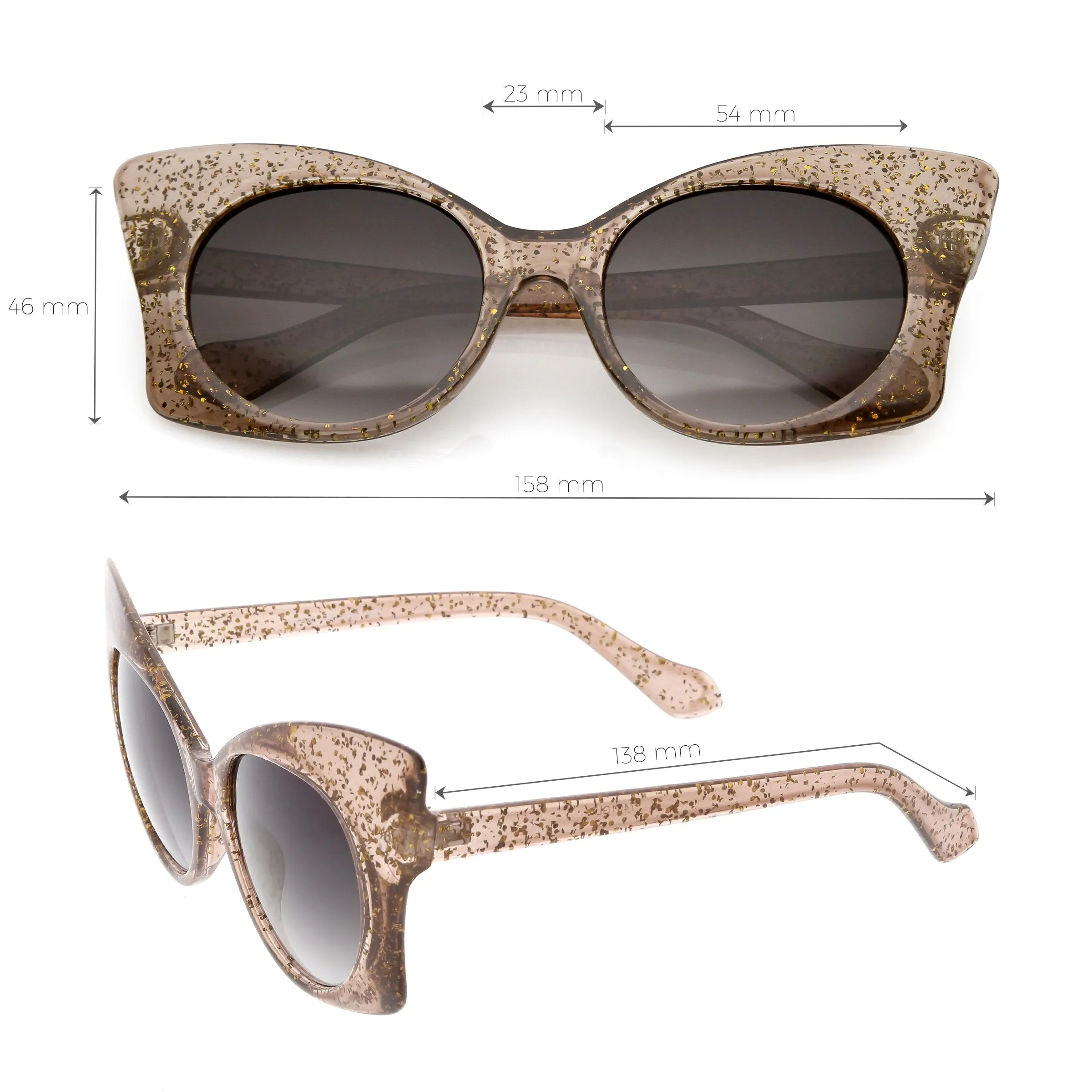 Women's Oversize Butterfly Glitter Cat Eye Sunglasses C553
