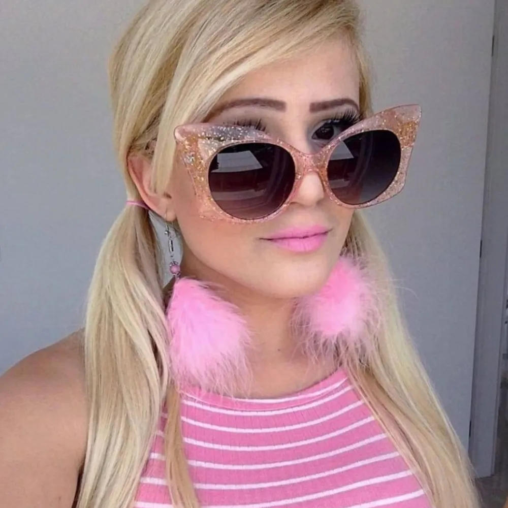 Women's Oversize Butterfly Glitter Cat Eye Sunglasses C553