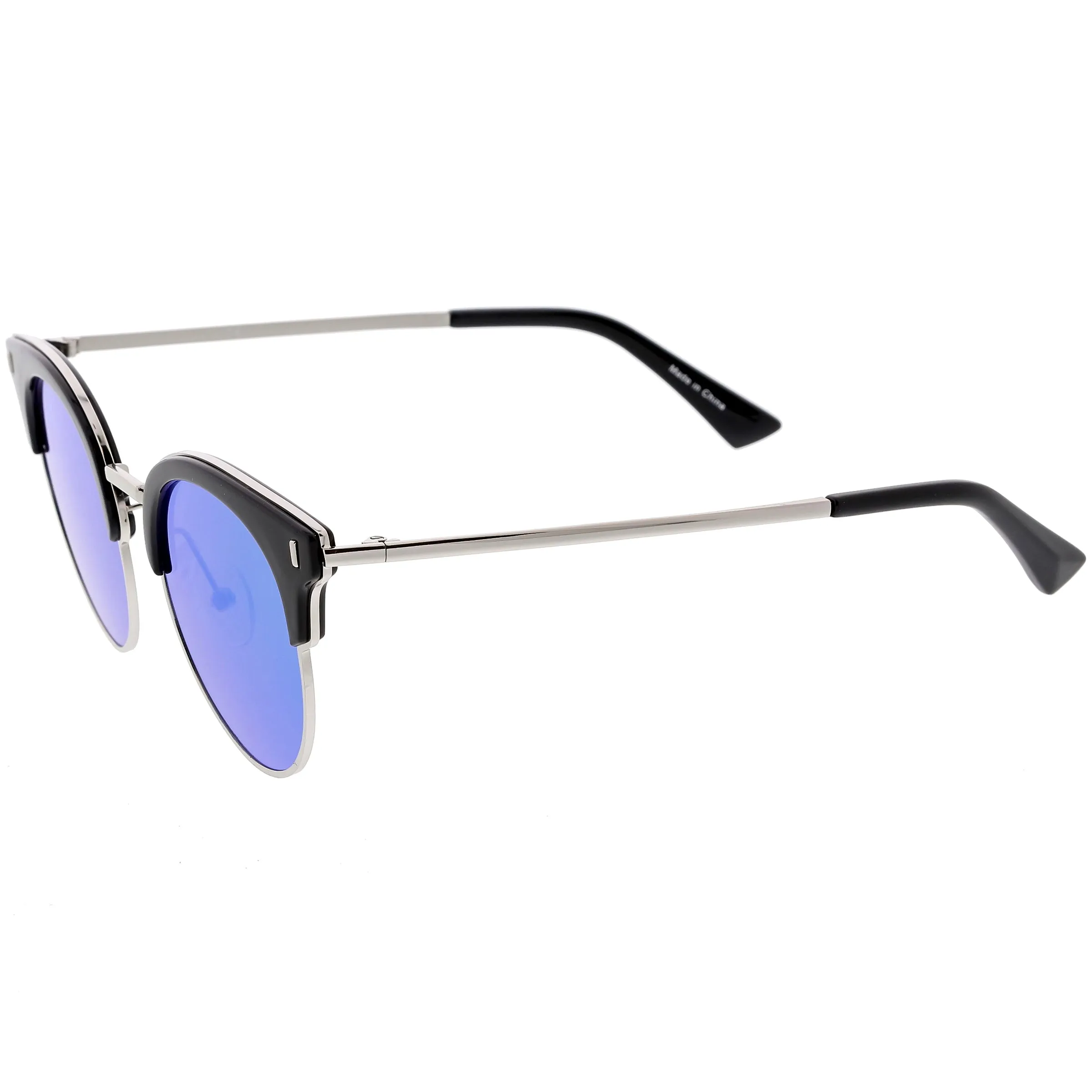 Women's Polarized Round Horned Rim Half Frame Sunglasses C828