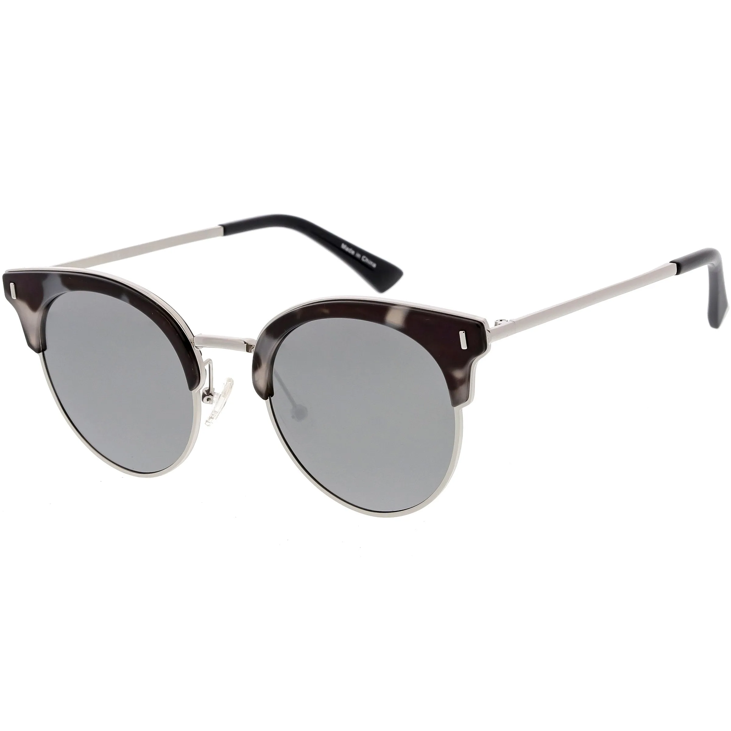 Women's Polarized Round Horned Rim Half Frame Sunglasses C828