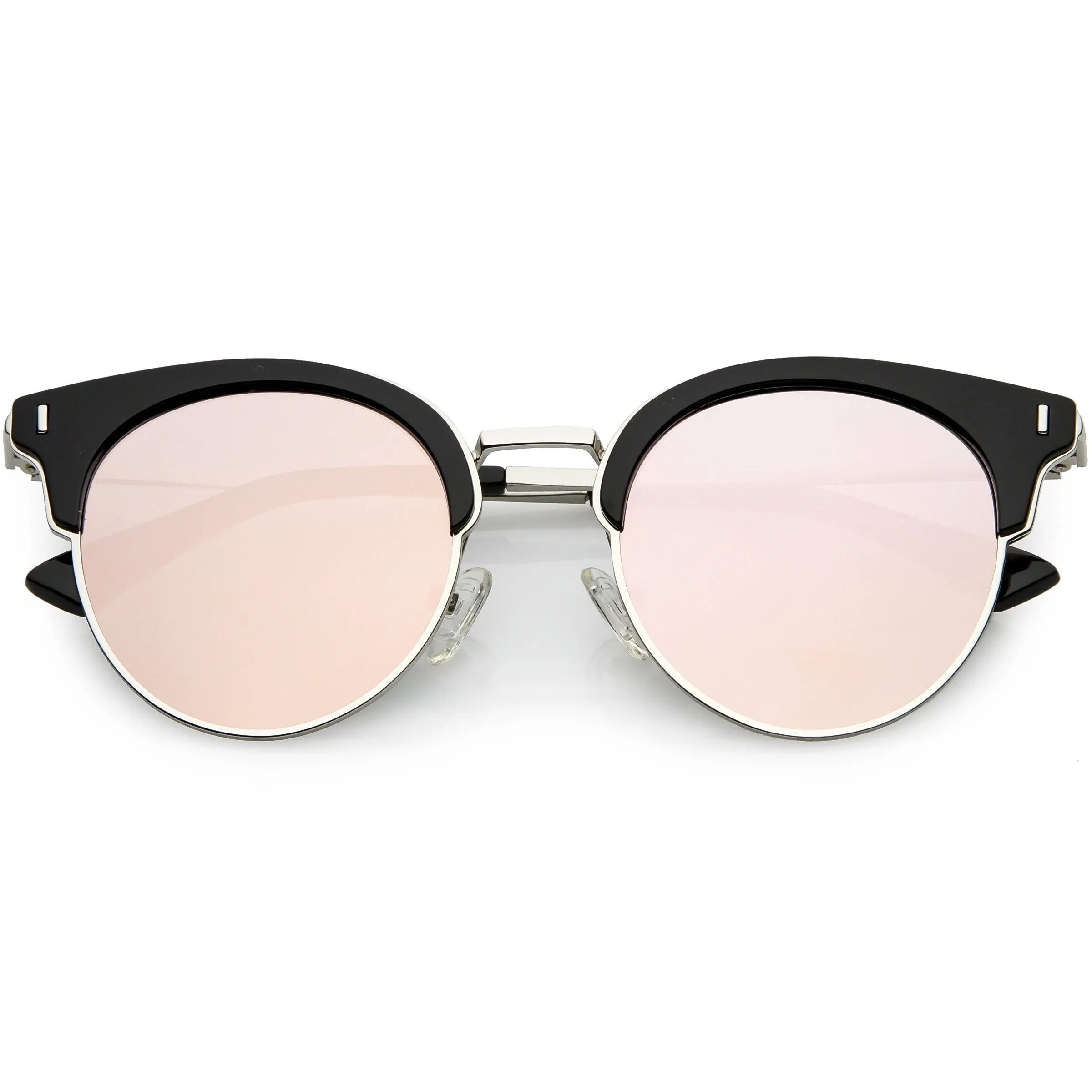 Women's Polarized Round Horned Rim Half Frame Sunglasses C828