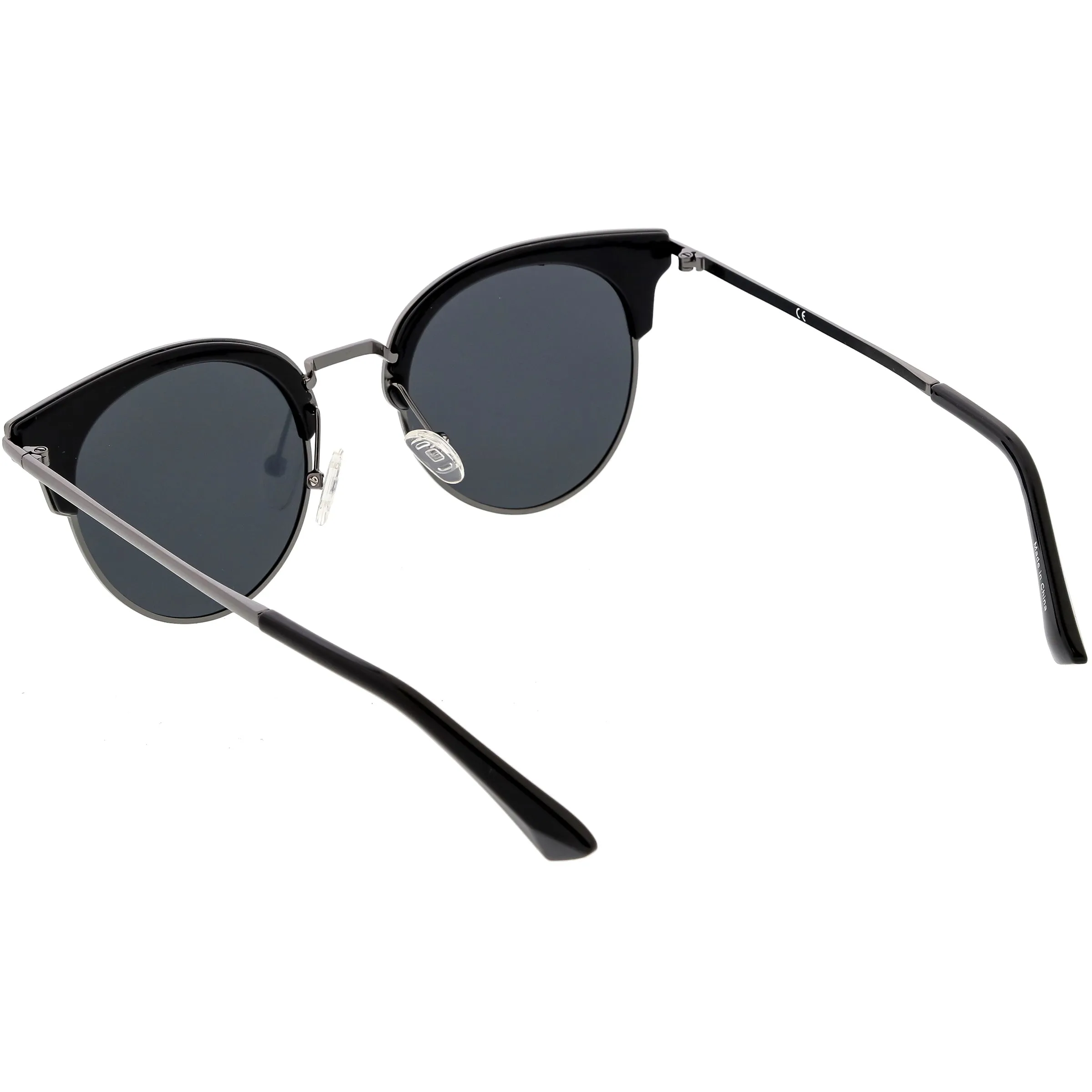 Women's Polarized Round Horned Rim Half Frame Sunglasses C828