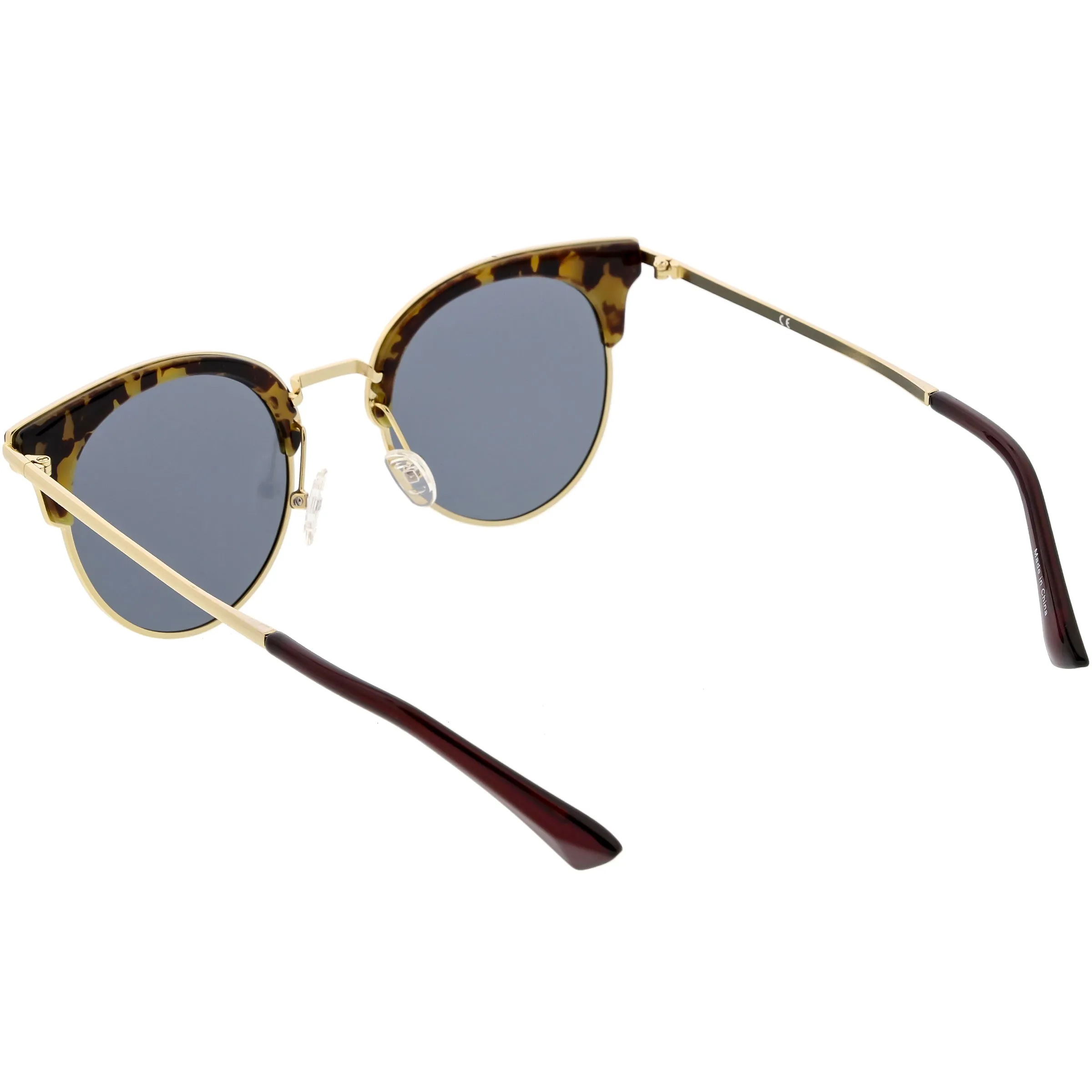 Women's Polarized Round Horned Rim Half Frame Sunglasses C828