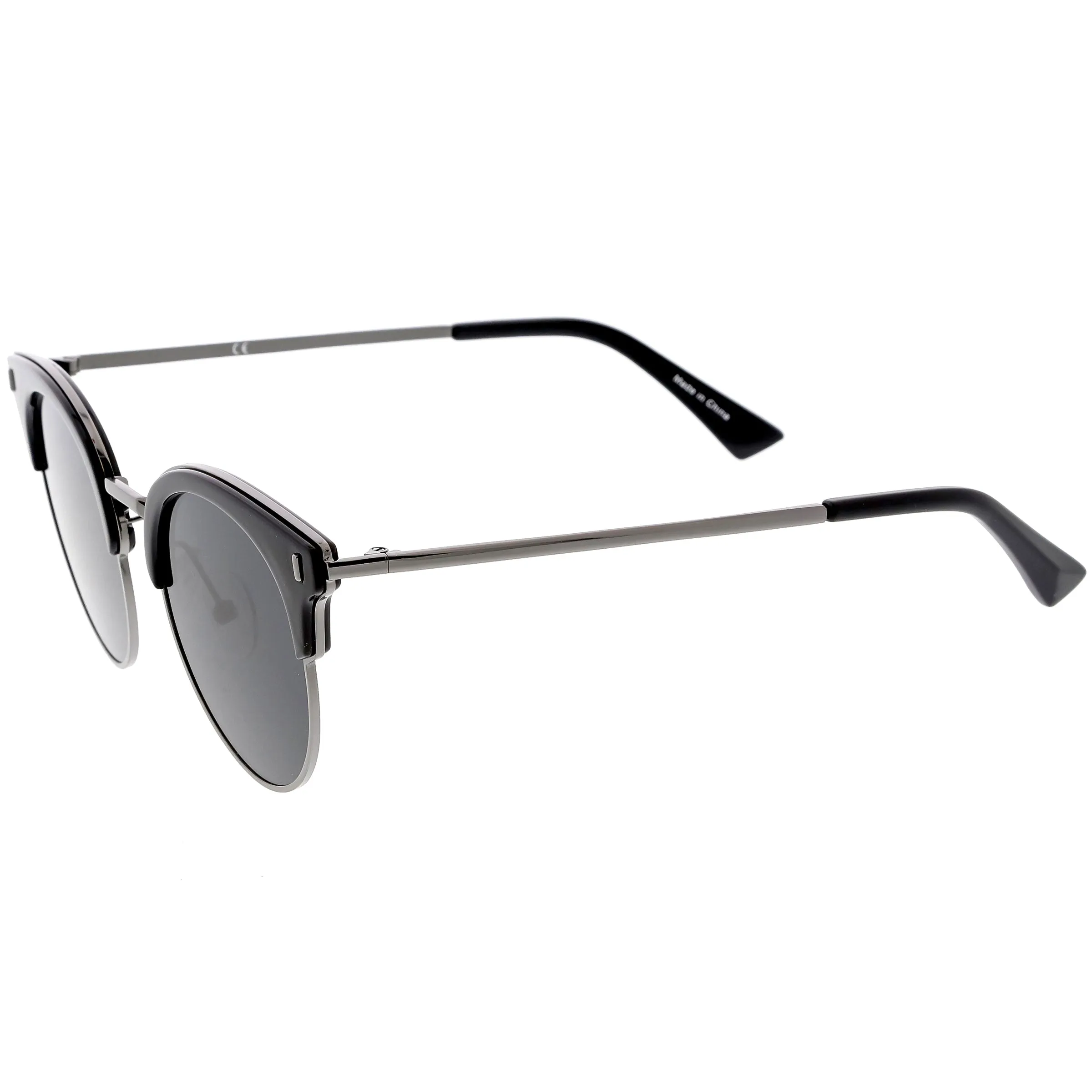 Women's Polarized Round Horned Rim Half Frame Sunglasses C828