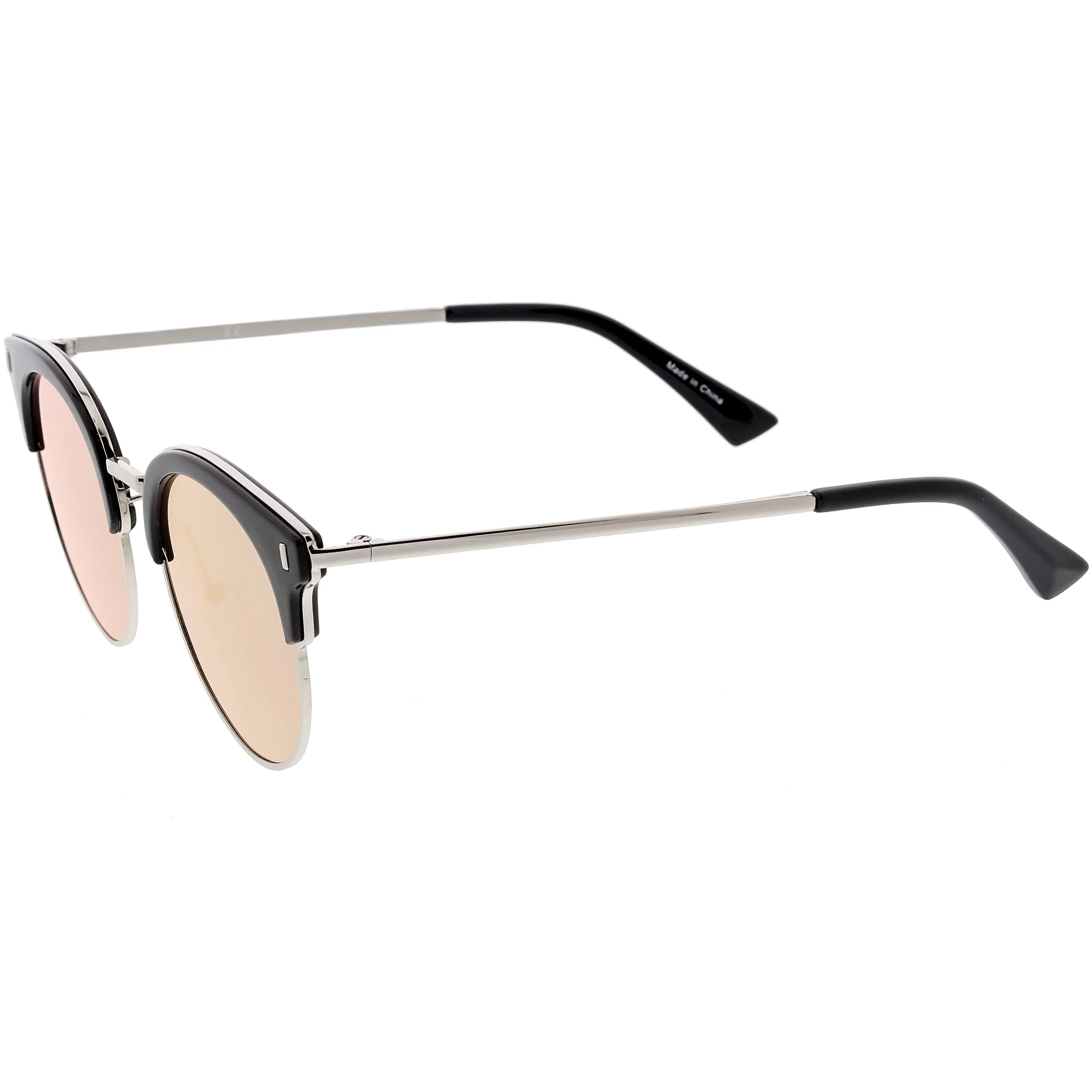 Women's Polarized Round Horned Rim Half Frame Sunglasses C828