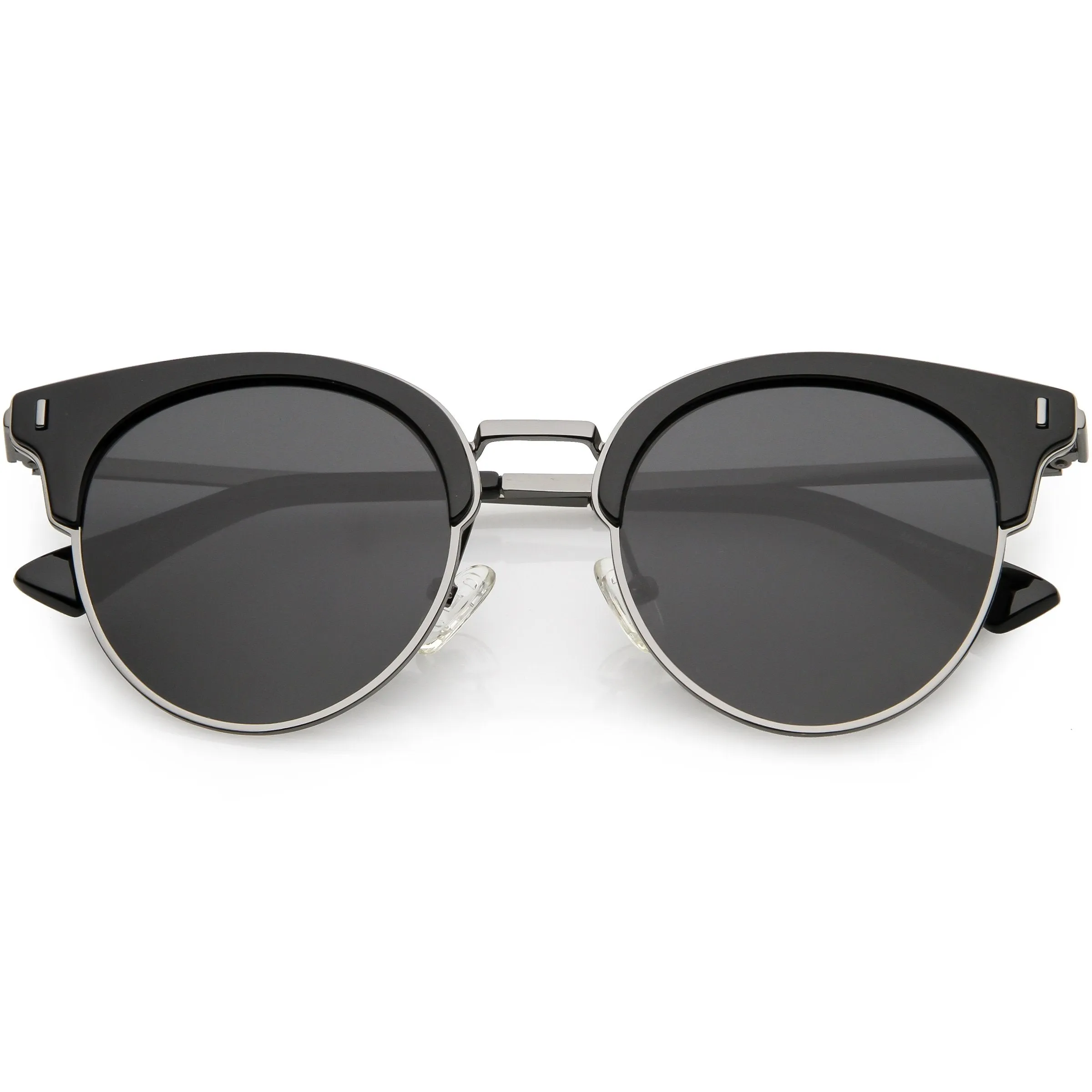 Women's Polarized Round Horned Rim Half Frame Sunglasses C828