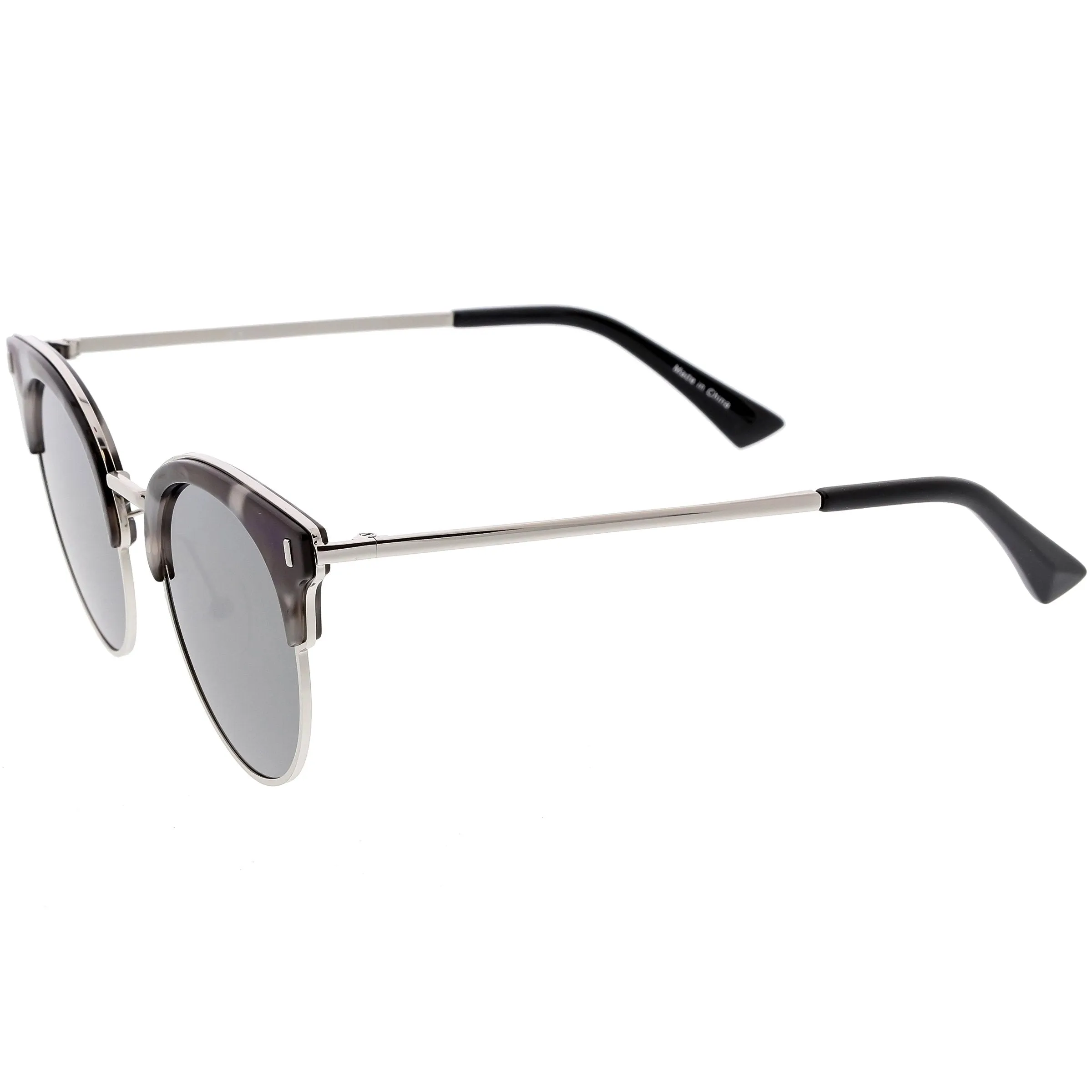 Women's Polarized Round Horned Rim Half Frame Sunglasses C828