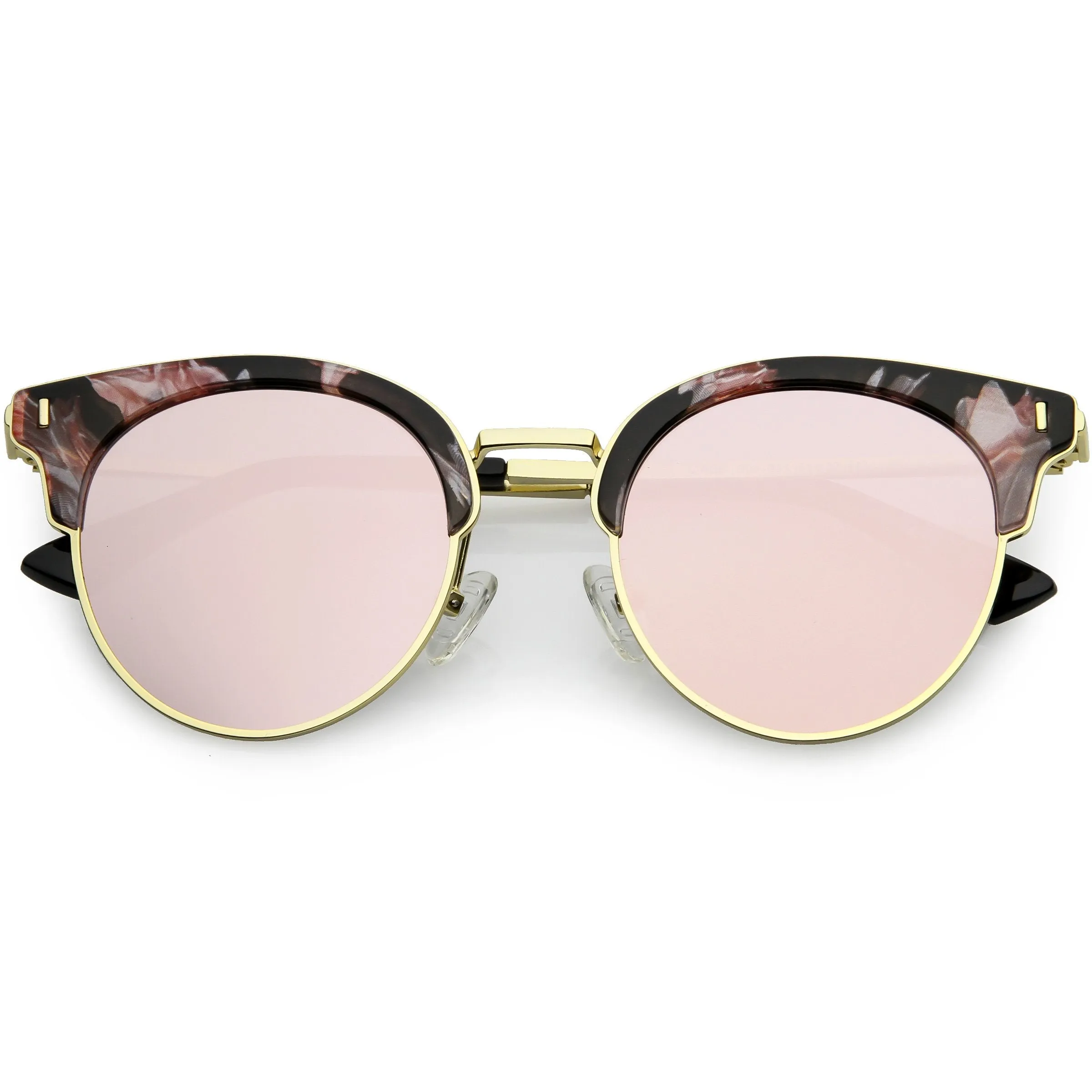 Women's Polarized Round Horned Rim Half Frame Sunglasses C828