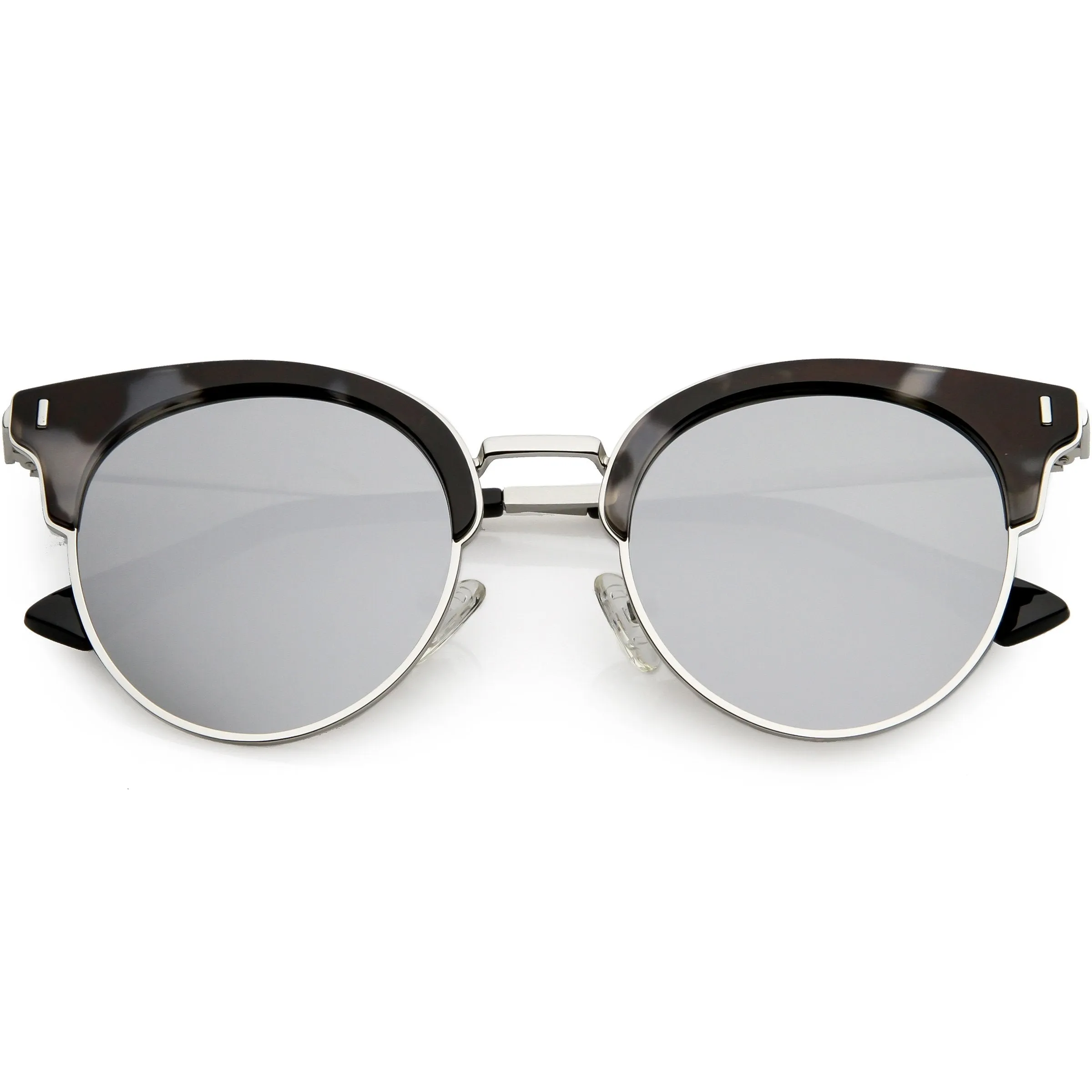 Women's Polarized Round Horned Rim Half Frame Sunglasses C828