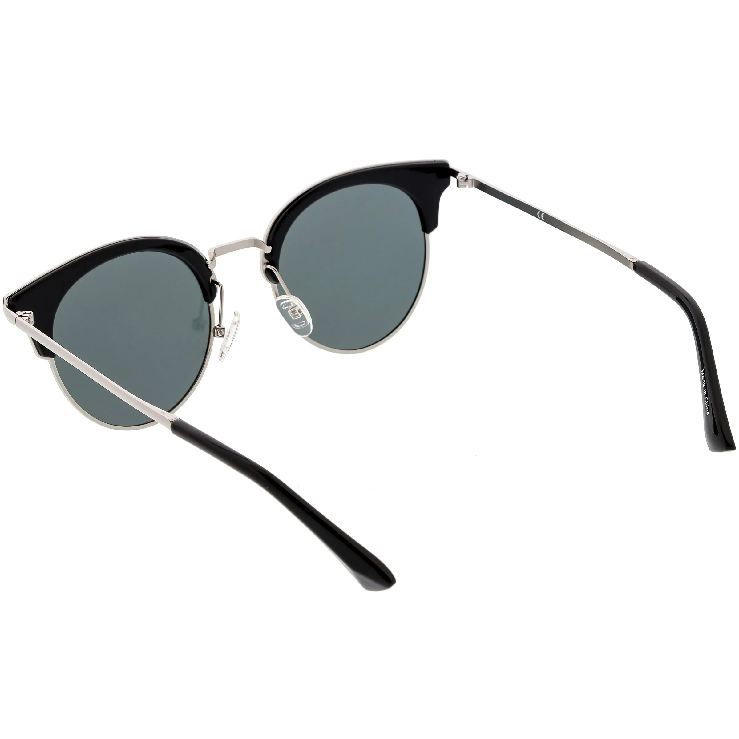 Women's Polarized Round Horned Rim Half Frame Sunglasses C828