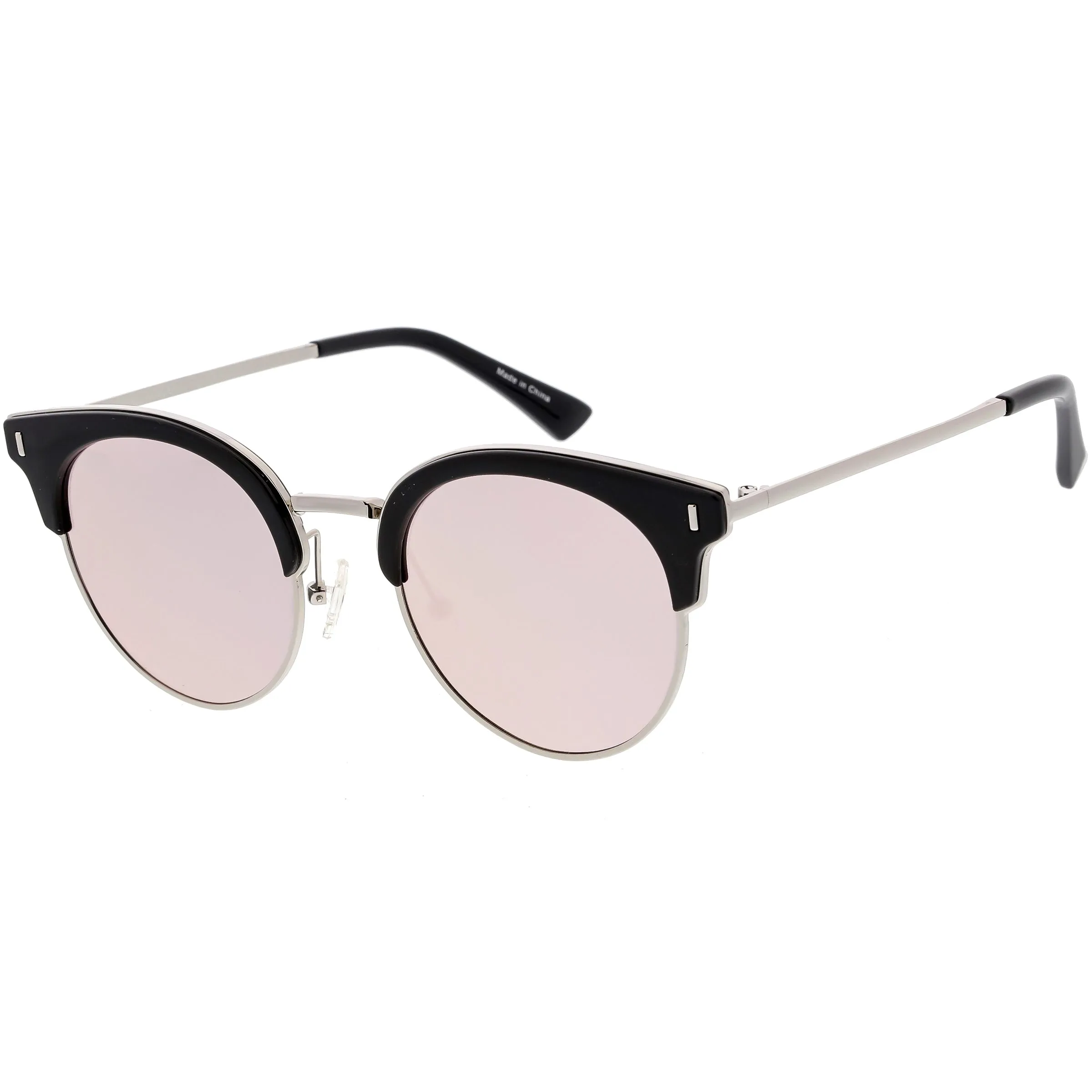 Women's Polarized Round Horned Rim Half Frame Sunglasses C828