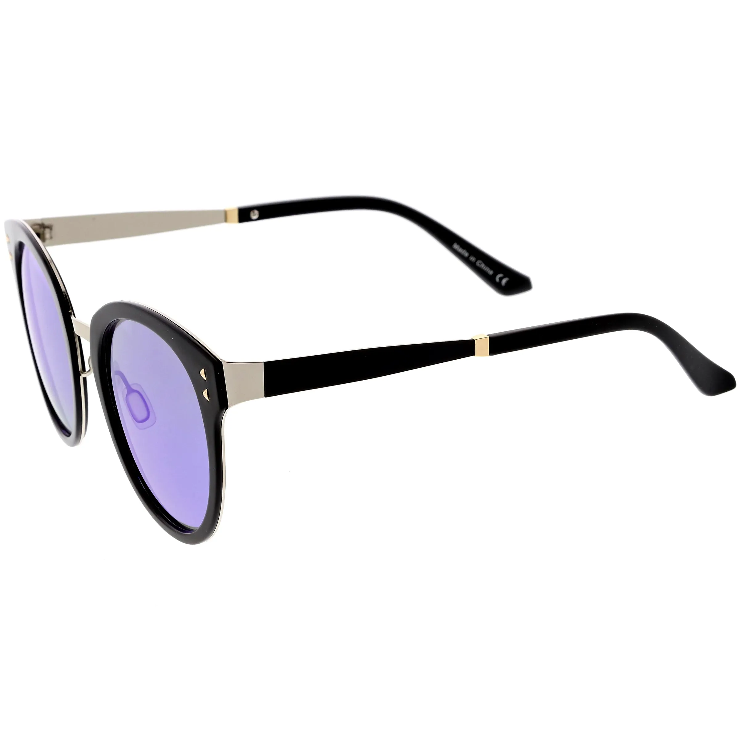 Women's Premium Horned Rim Mirrored Polarized Lens Sunglasses C830