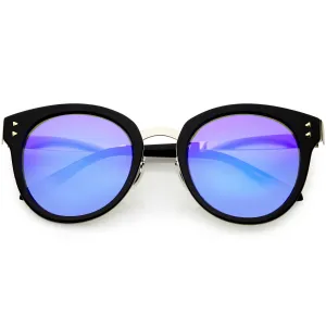 Women's Premium Horned Rim Mirrored Polarized Lens Sunglasses C830