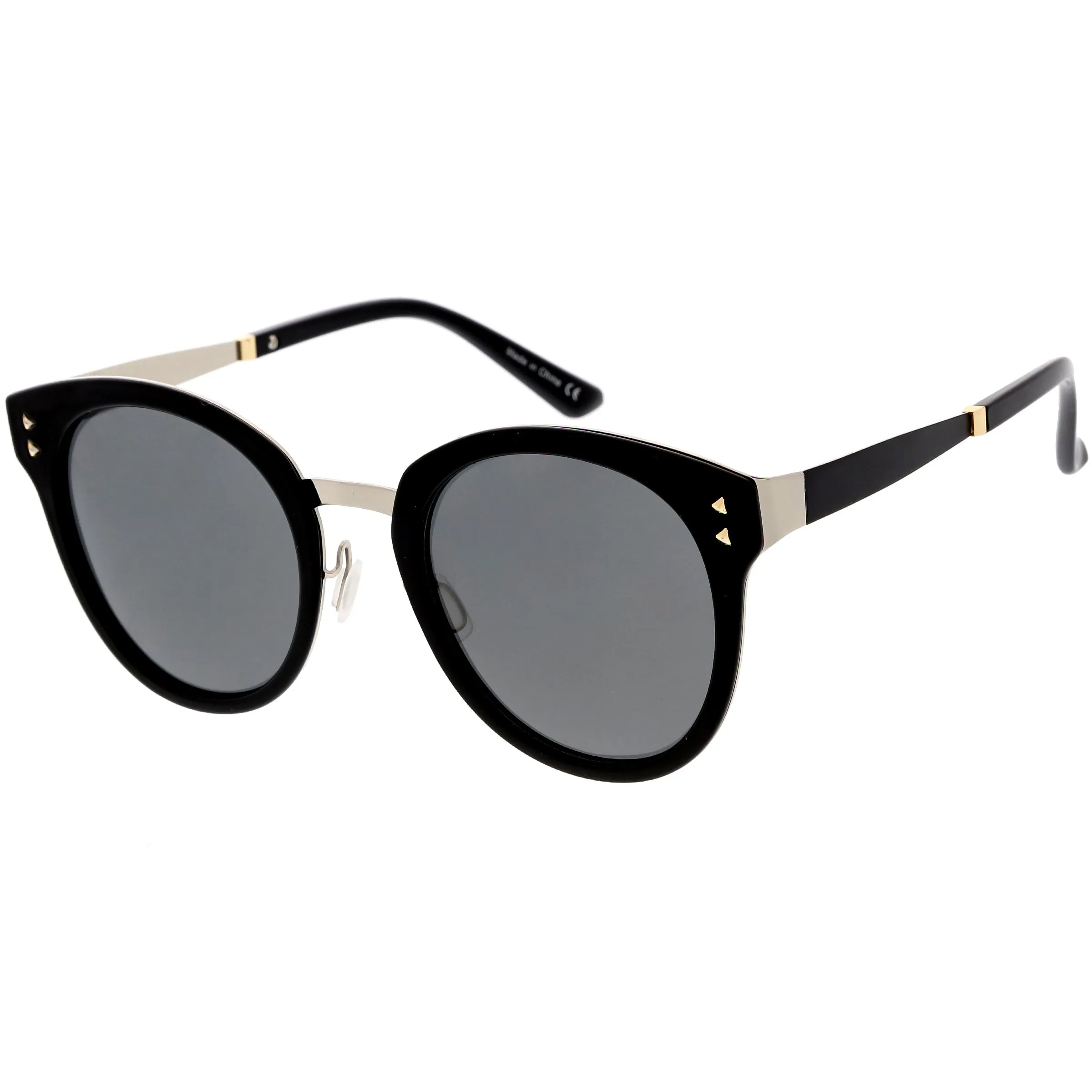 Women's Premium Horned Rim Mirrored Polarized Lens Sunglasses C830