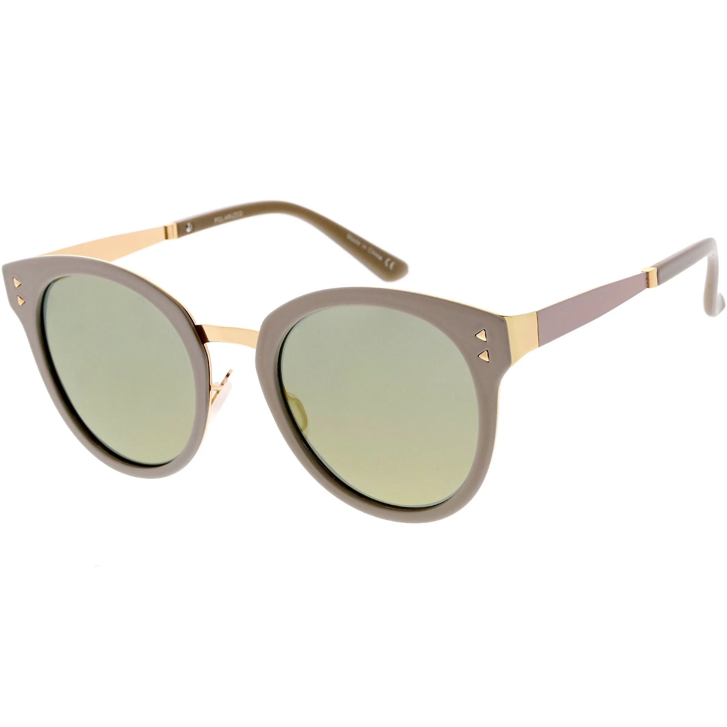 Women's Premium Horned Rim Mirrored Polarized Lens Sunglasses C830